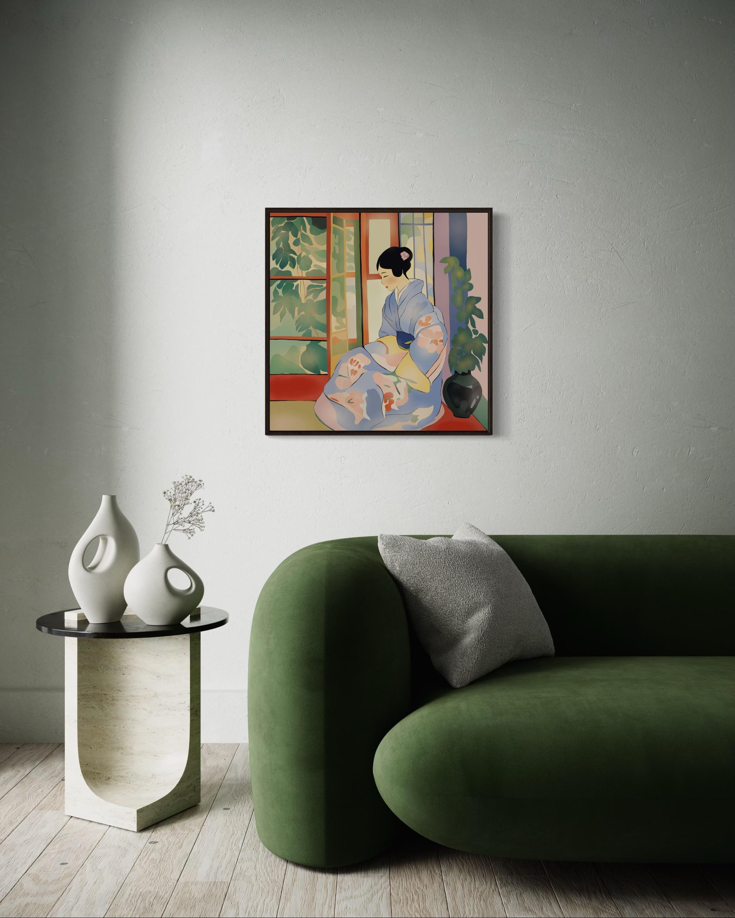 beauté japonaise, 70 x 70 cm, impression sur toile, édition 20 pièces. en vente 5