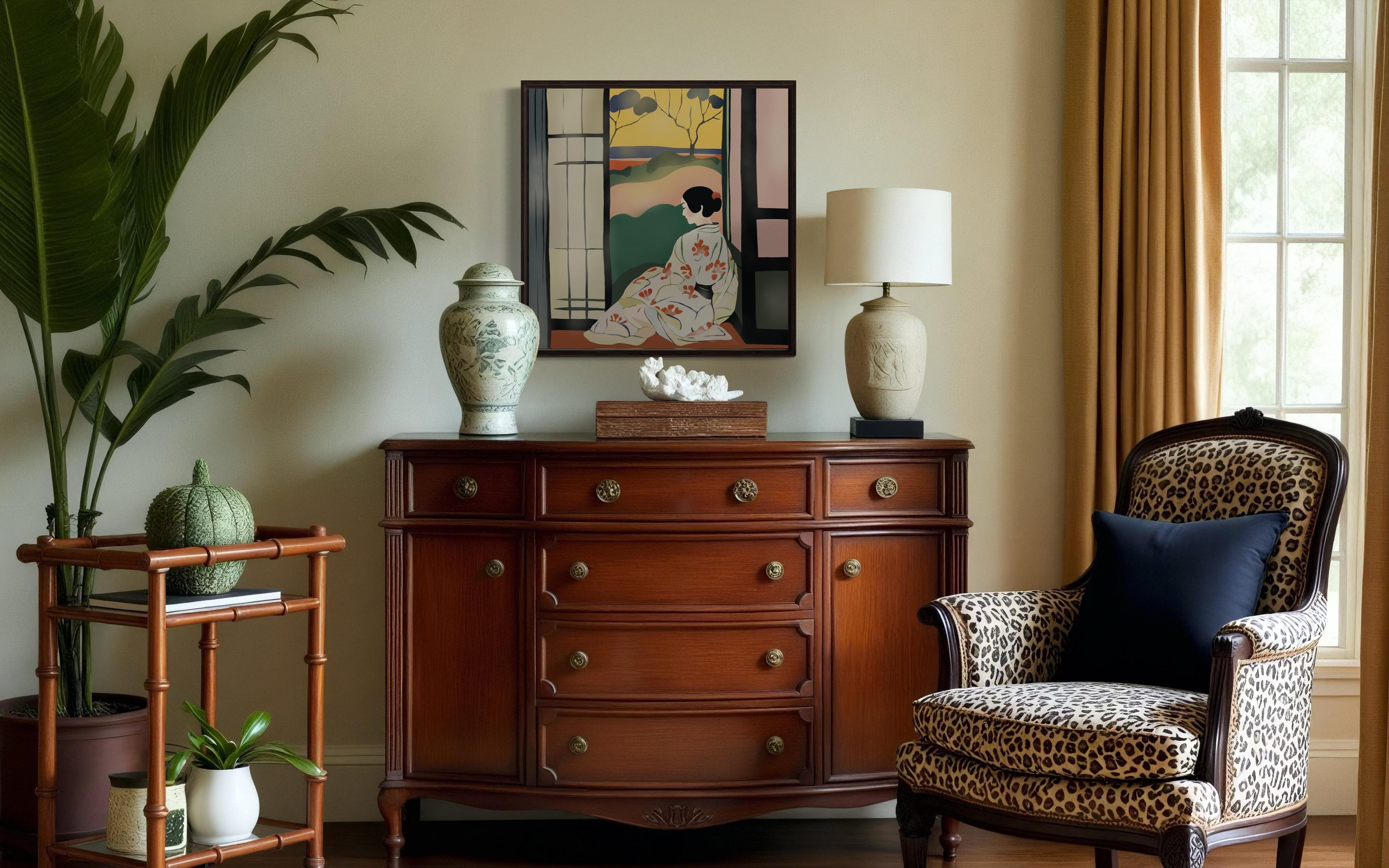 beauté japonaise, 70 x 70 cm, impression sur toile, édition 20 pièces. en vente 3