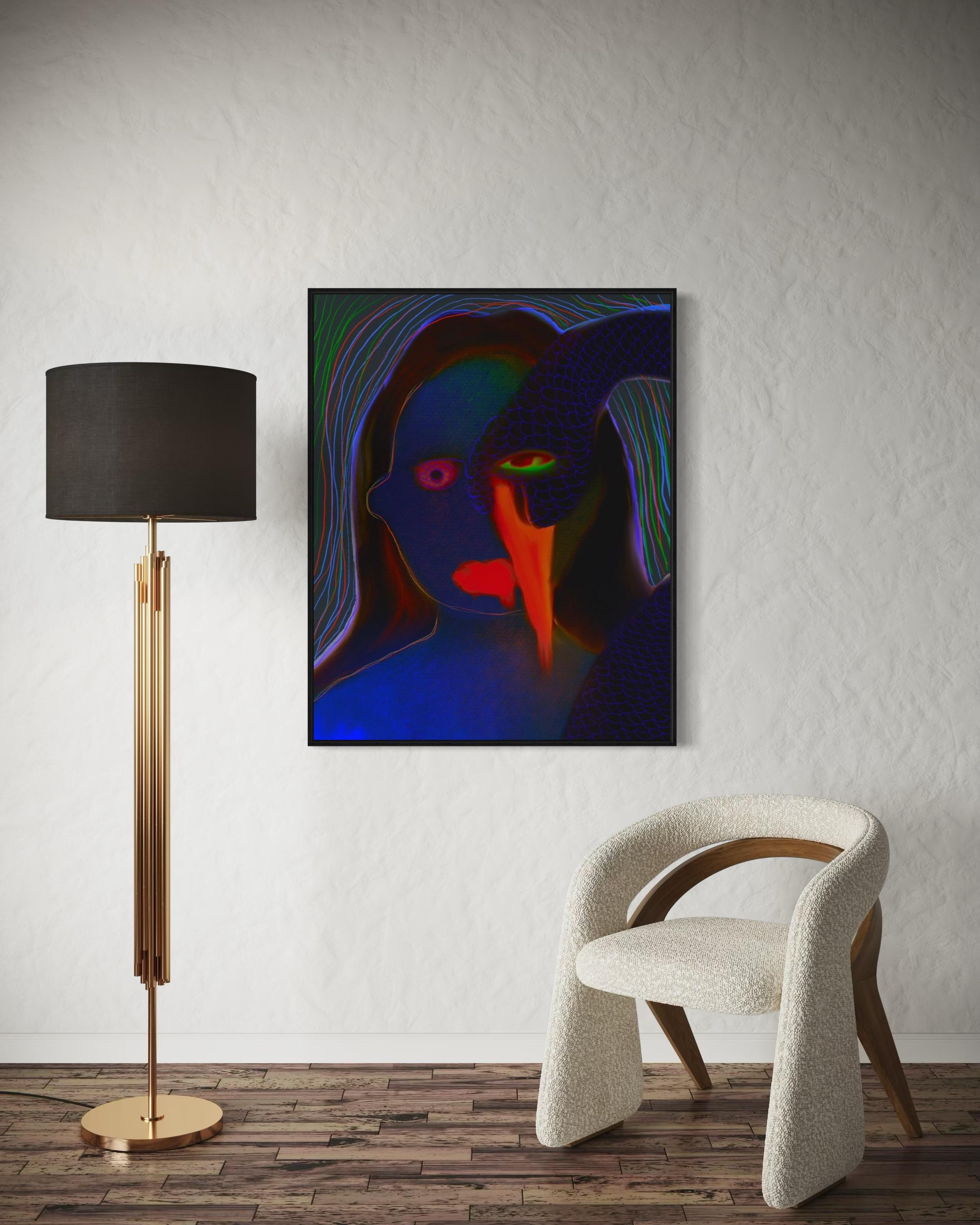 A wild, 110x88cm, print on canvas - Feminist Print by Lida Pshenichka