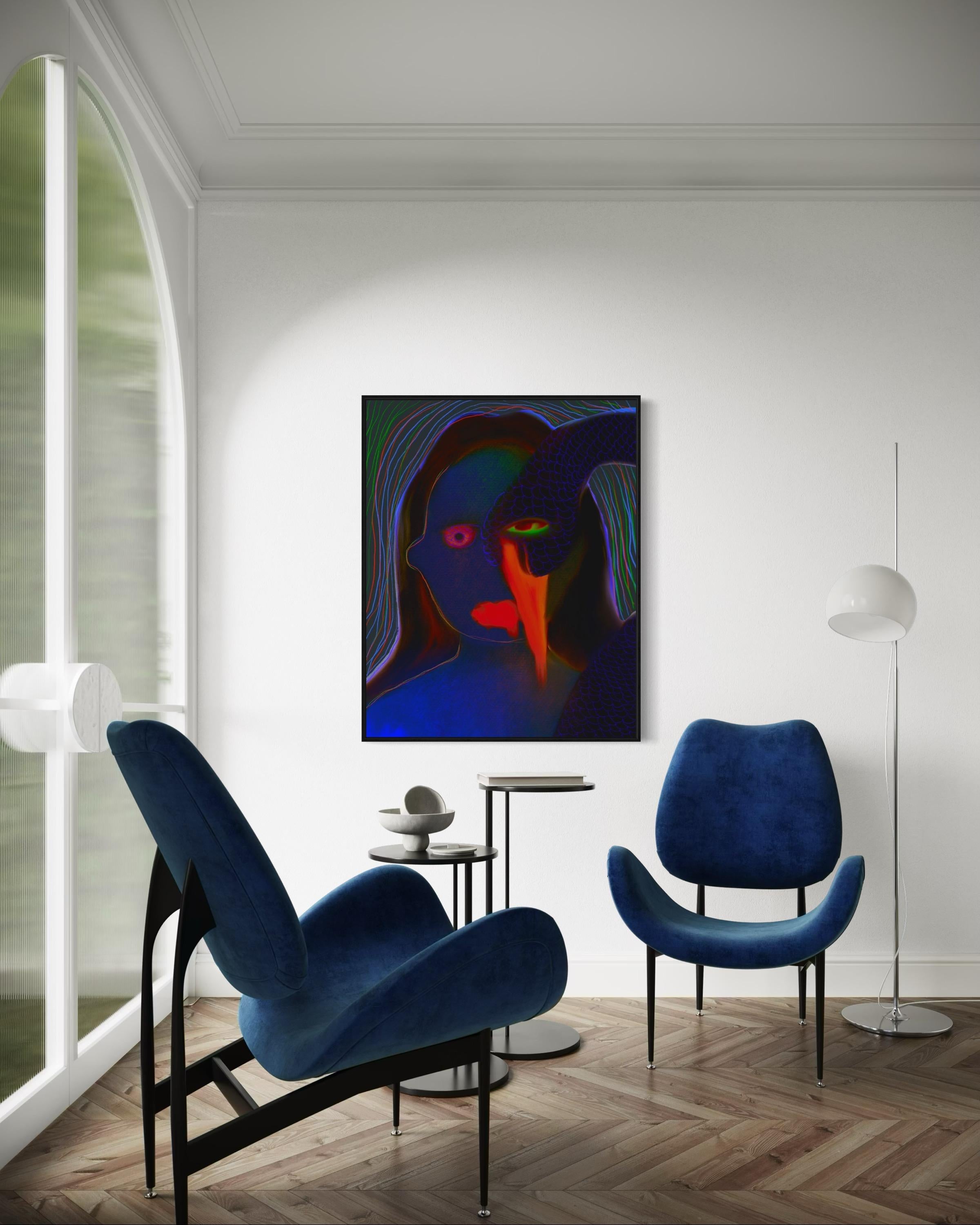 A wild, 110x88cm, print on canvas - Black Figurative Print by Lida Pshenichka