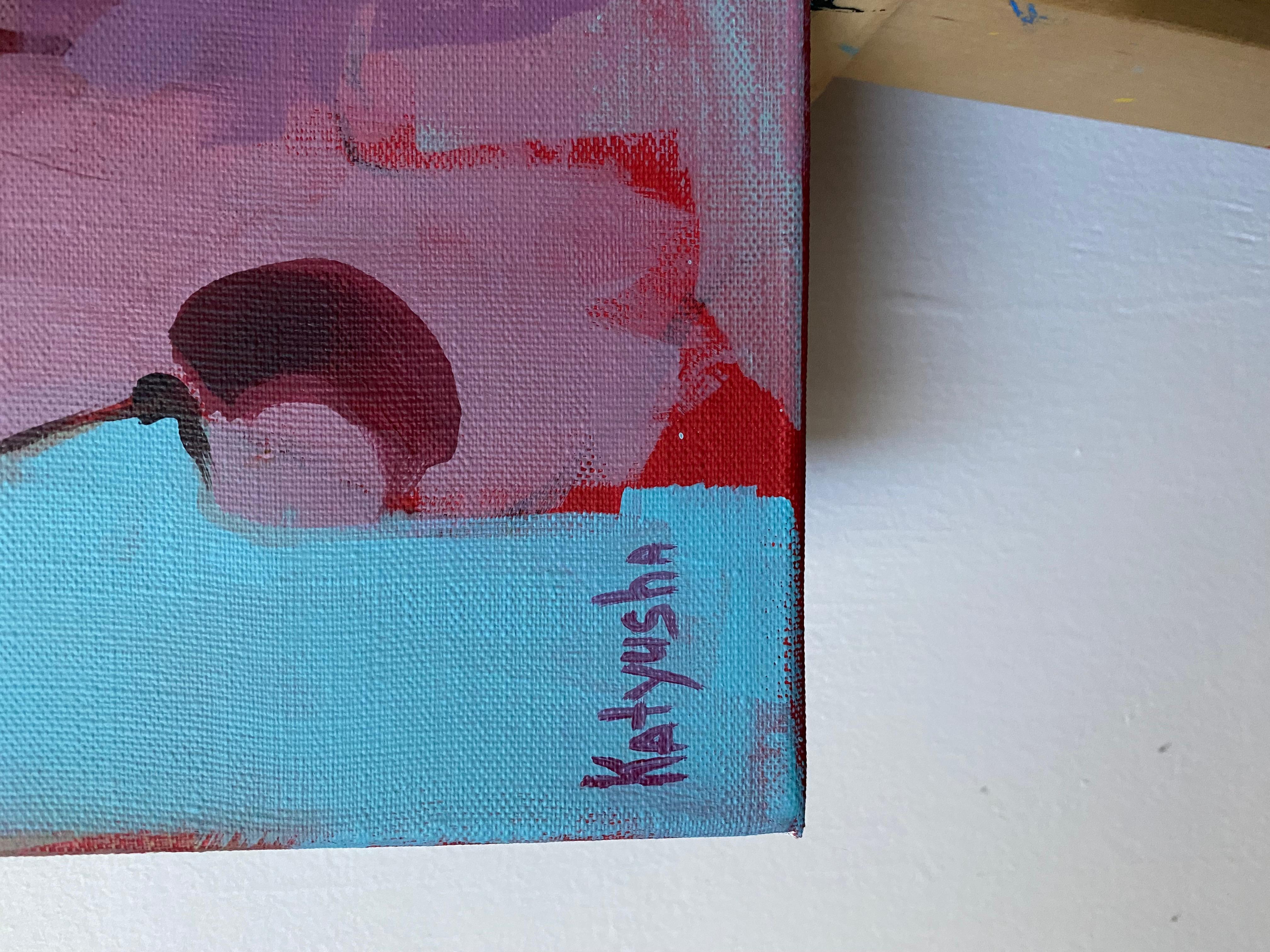 La dernière soirée de promesses fleuries, 80 x 60 cm, acrylique, toile - Contemporain Painting par Ekaterina Nikitina