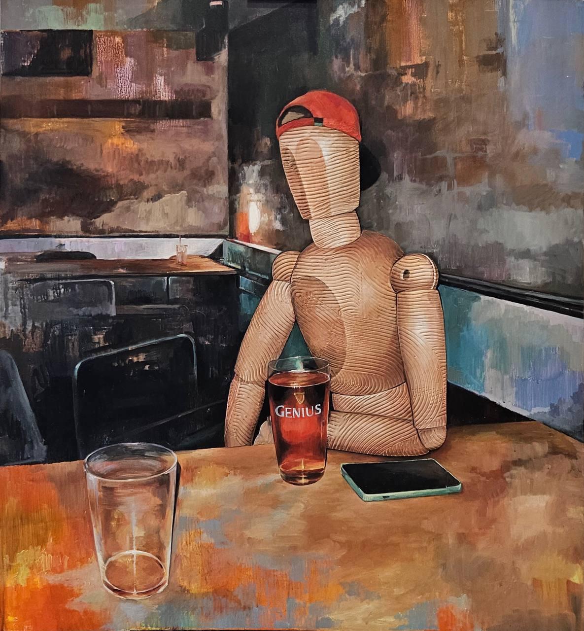 On the bar, 100x110cm, acrylic on canvas - Art by Irina Aleksandrova