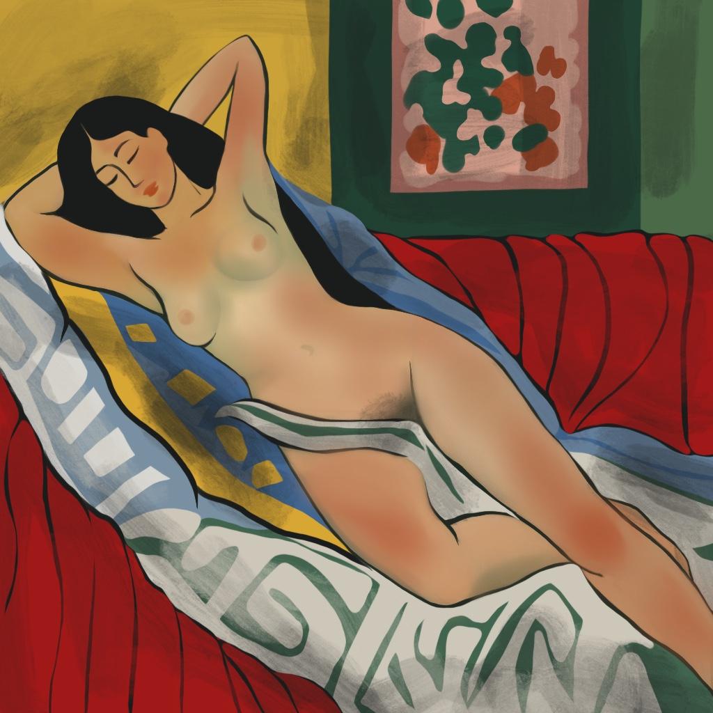 Lying naked , 70x70cm, print on canvas.Edition 20 pcs.