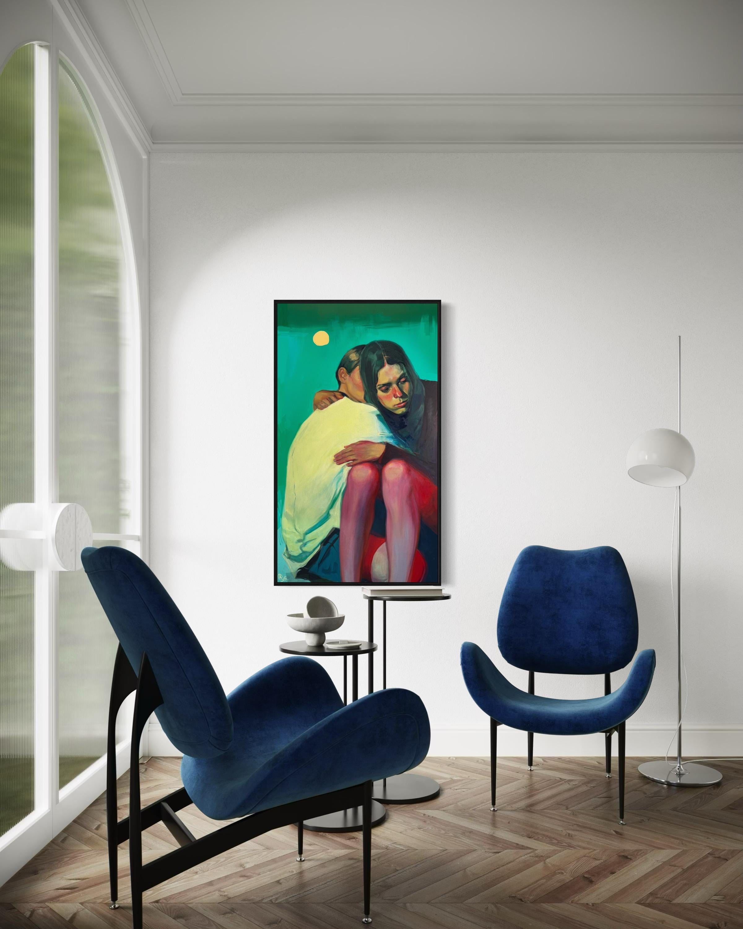 Entre les lignes, 120 x70 cm, huile, acrylique, toile en vente 1