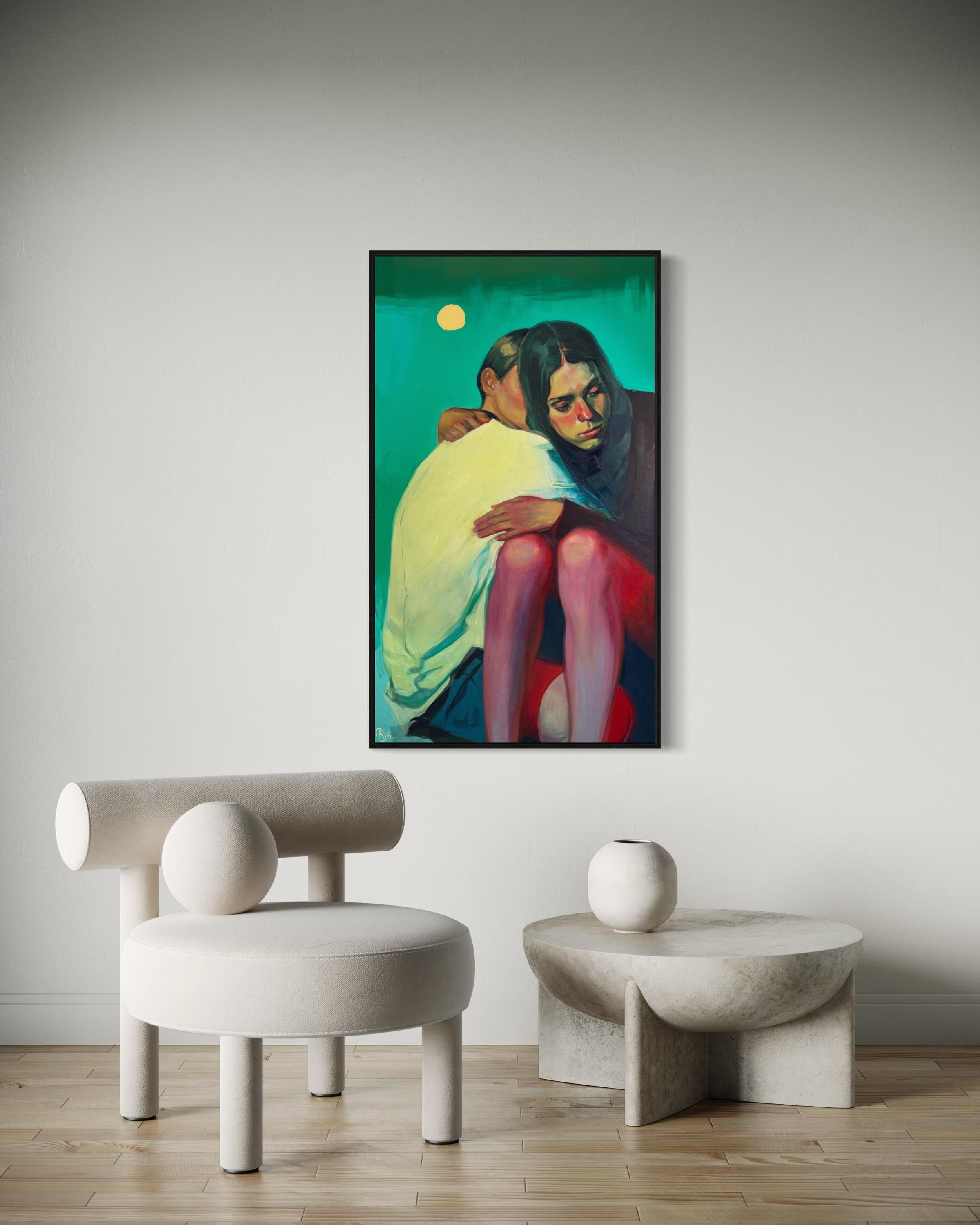 Entre les lignes, 120 x70 cm, huile, acrylique, toile en vente 2