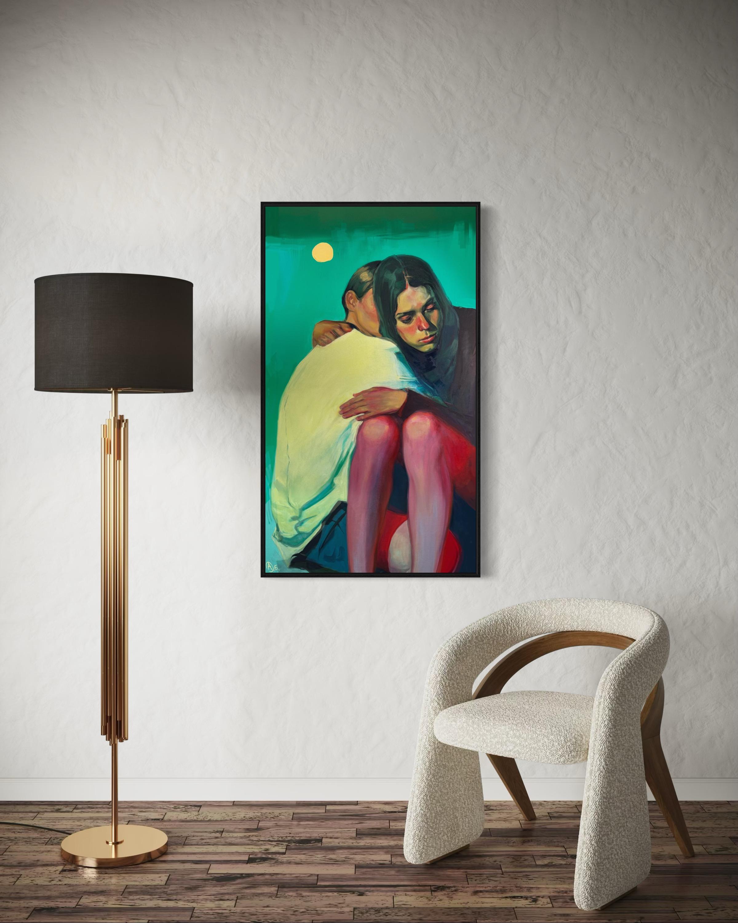 Entre les lignes, 120 x70 cm, huile, acrylique, toile en vente 3