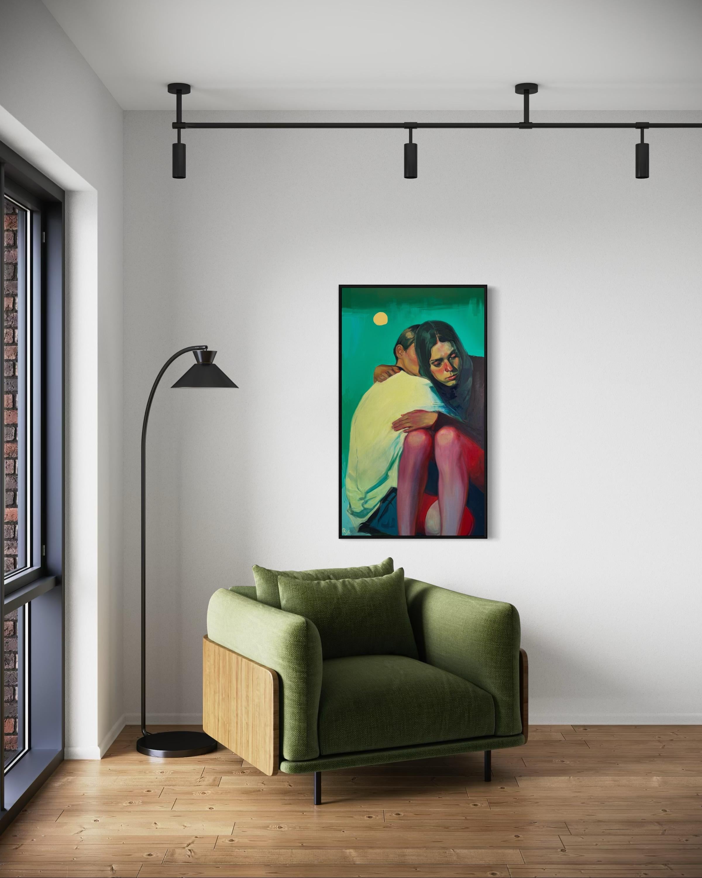 Entre les lignes, 120 x70 cm, huile, acrylique, toile en vente 4