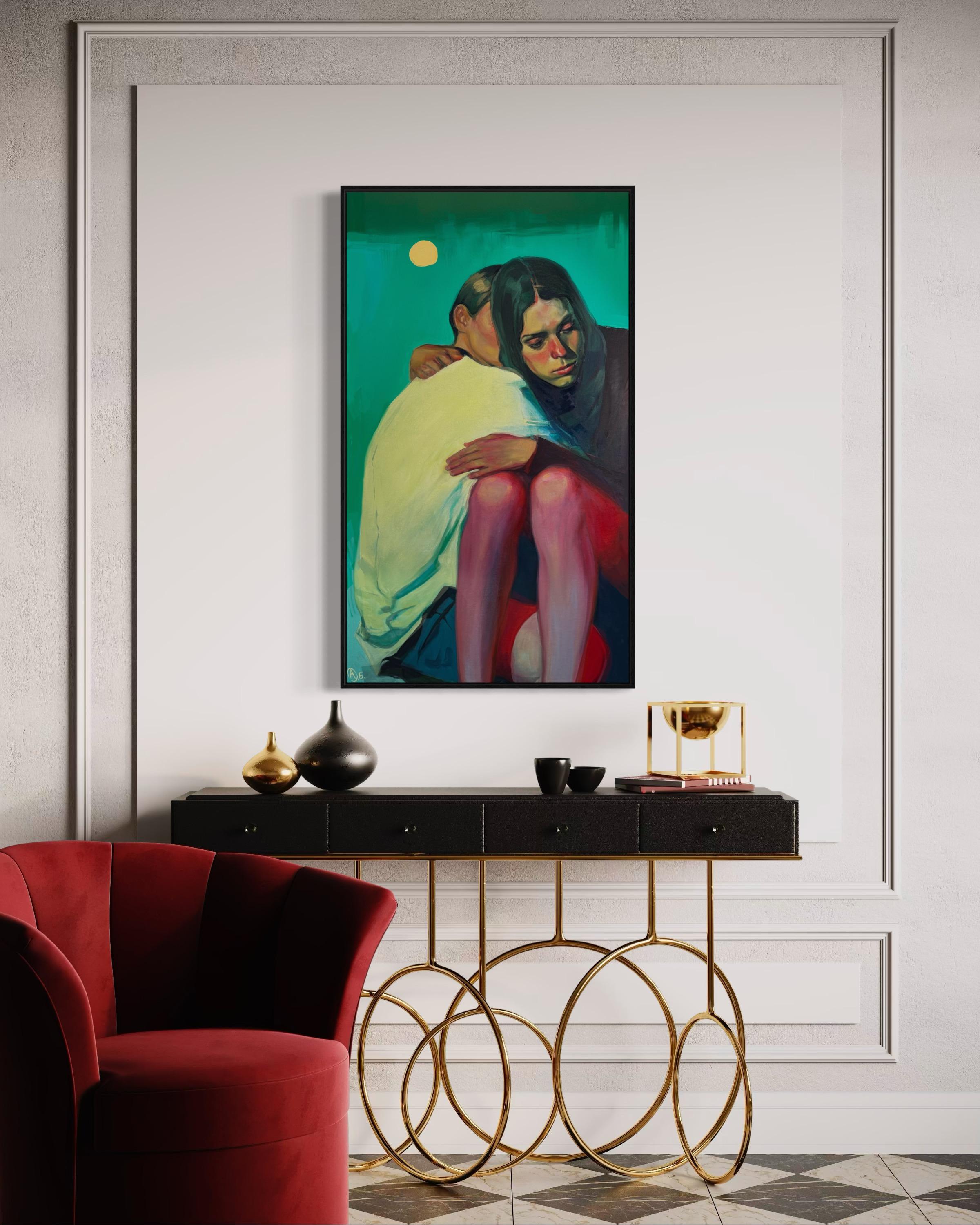 Entre les lignes, 120 x70 cm, huile, acrylique, toile en vente 5