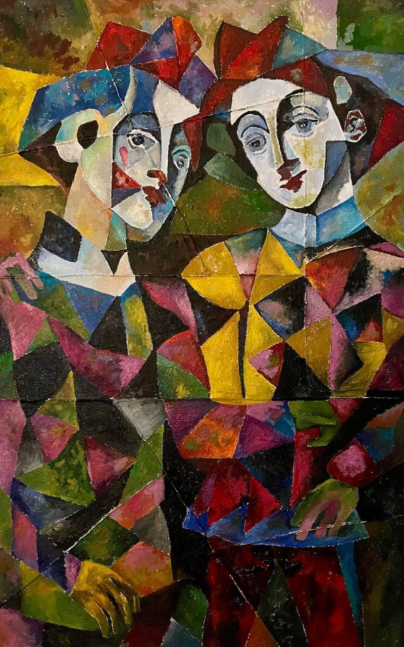 Notre cheminée, 180x120 cm, huile, toile cousue, sable