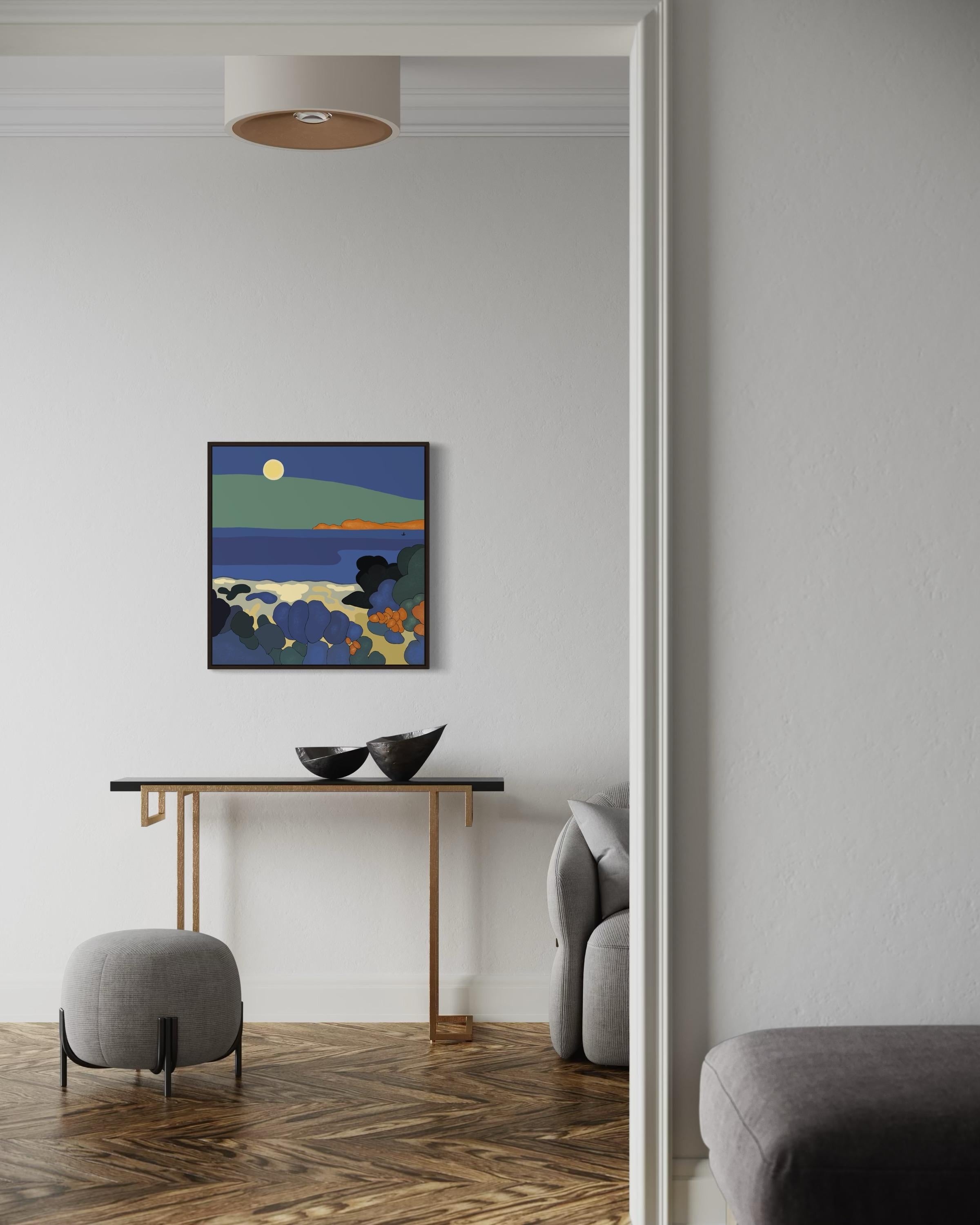 Seascape , 70x70cm, impression sur toile, édition 20 pcs. - Bleu Still-Life Print par Nina Tsoriti