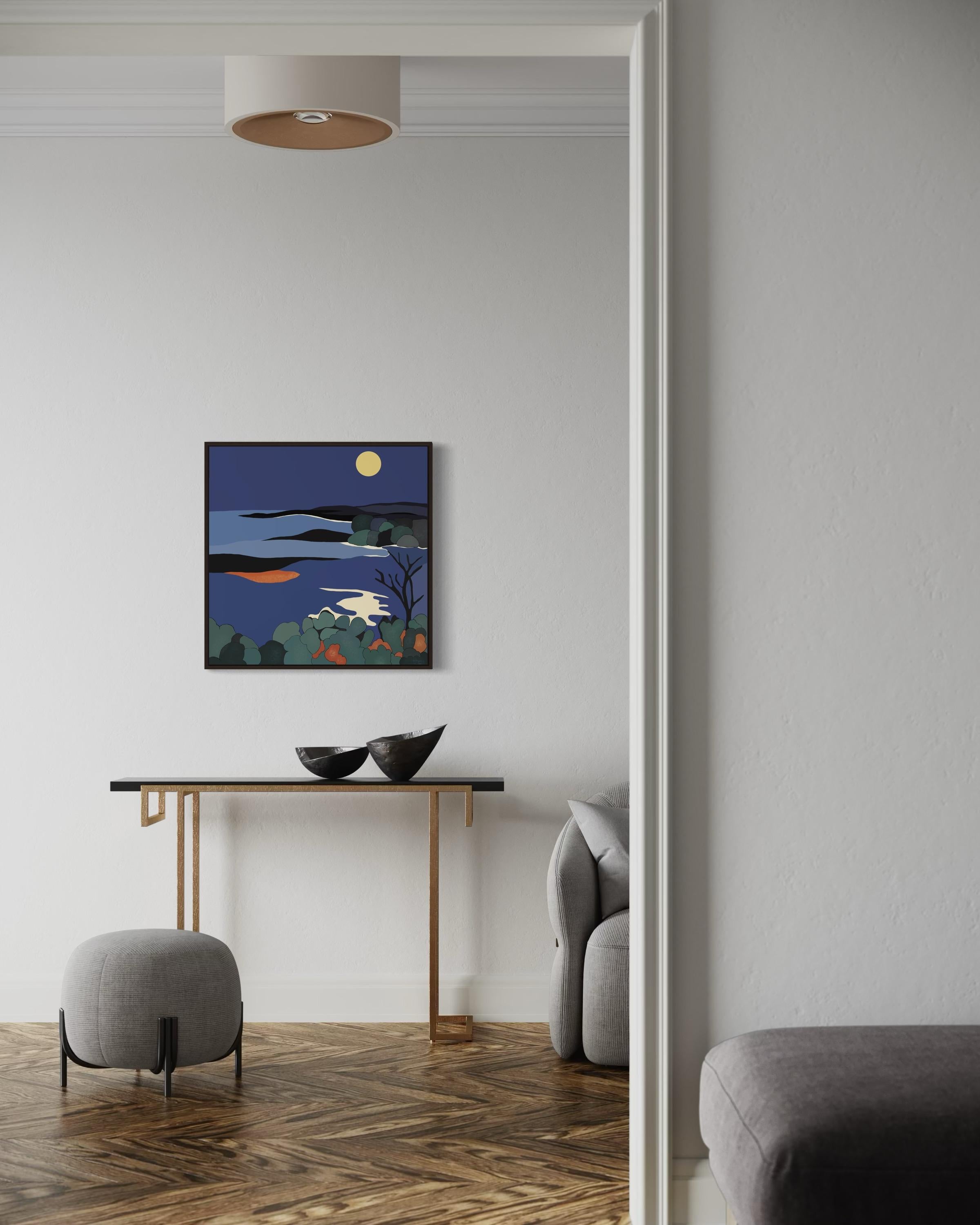 Seascape , 70x70cm, impression sur toile, édition 20 pcs. - Violet Still-Life Print par Nina Tsoriti