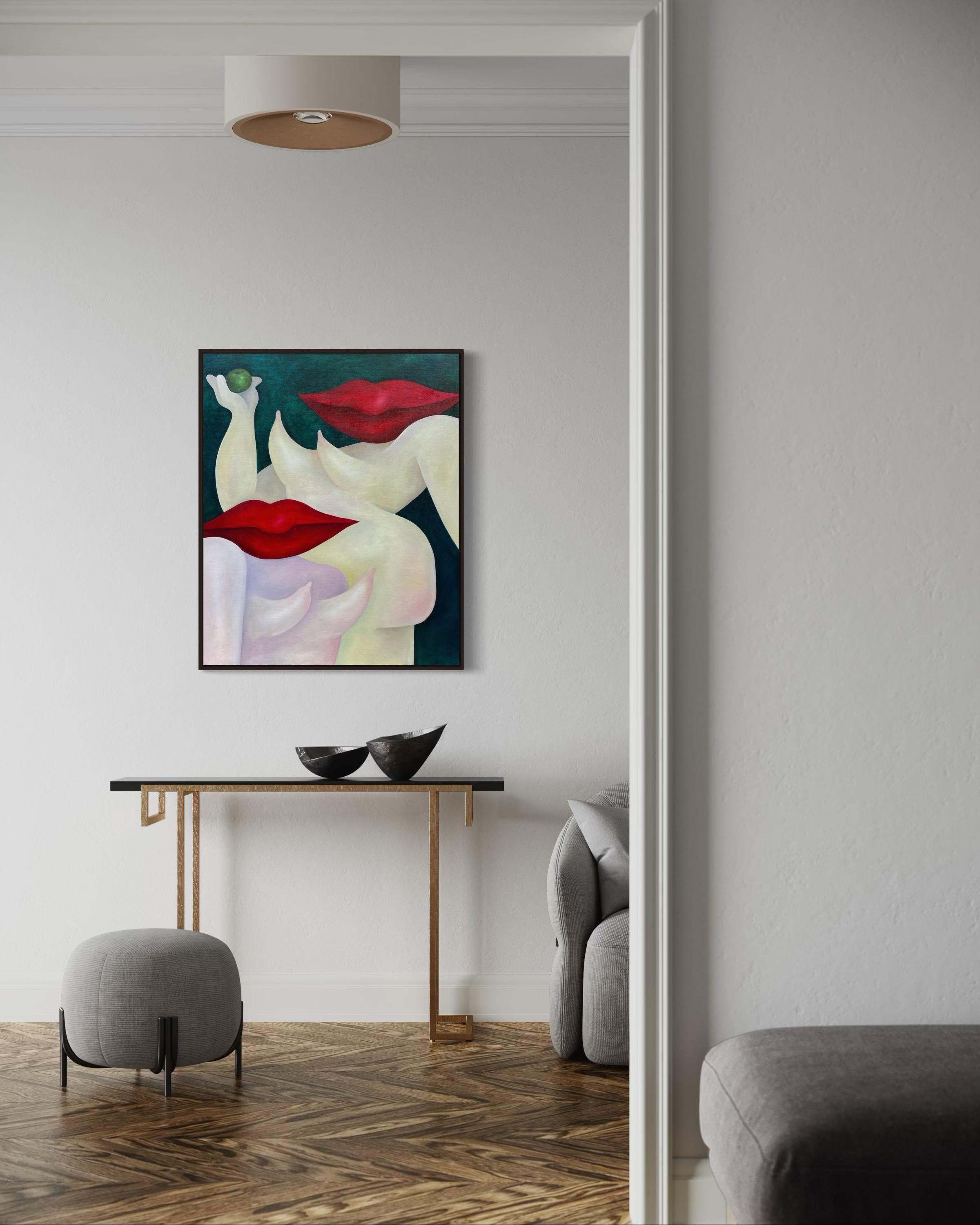 Apple, 100x80cm, huile sur toile en vente 2