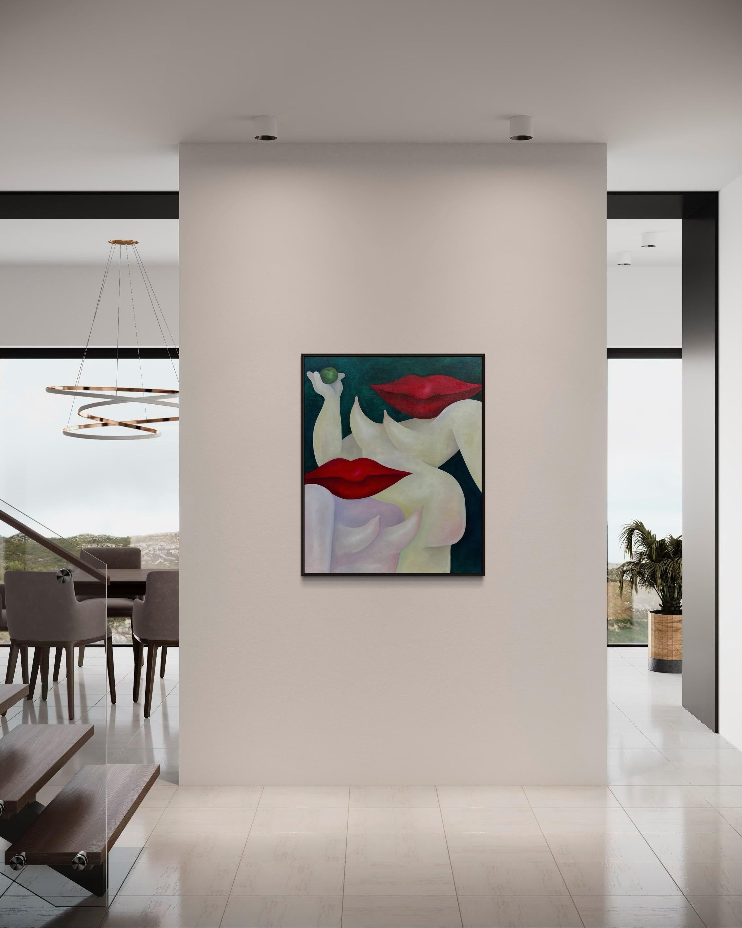 Apple, 100x80cm, huile sur toile en vente 4