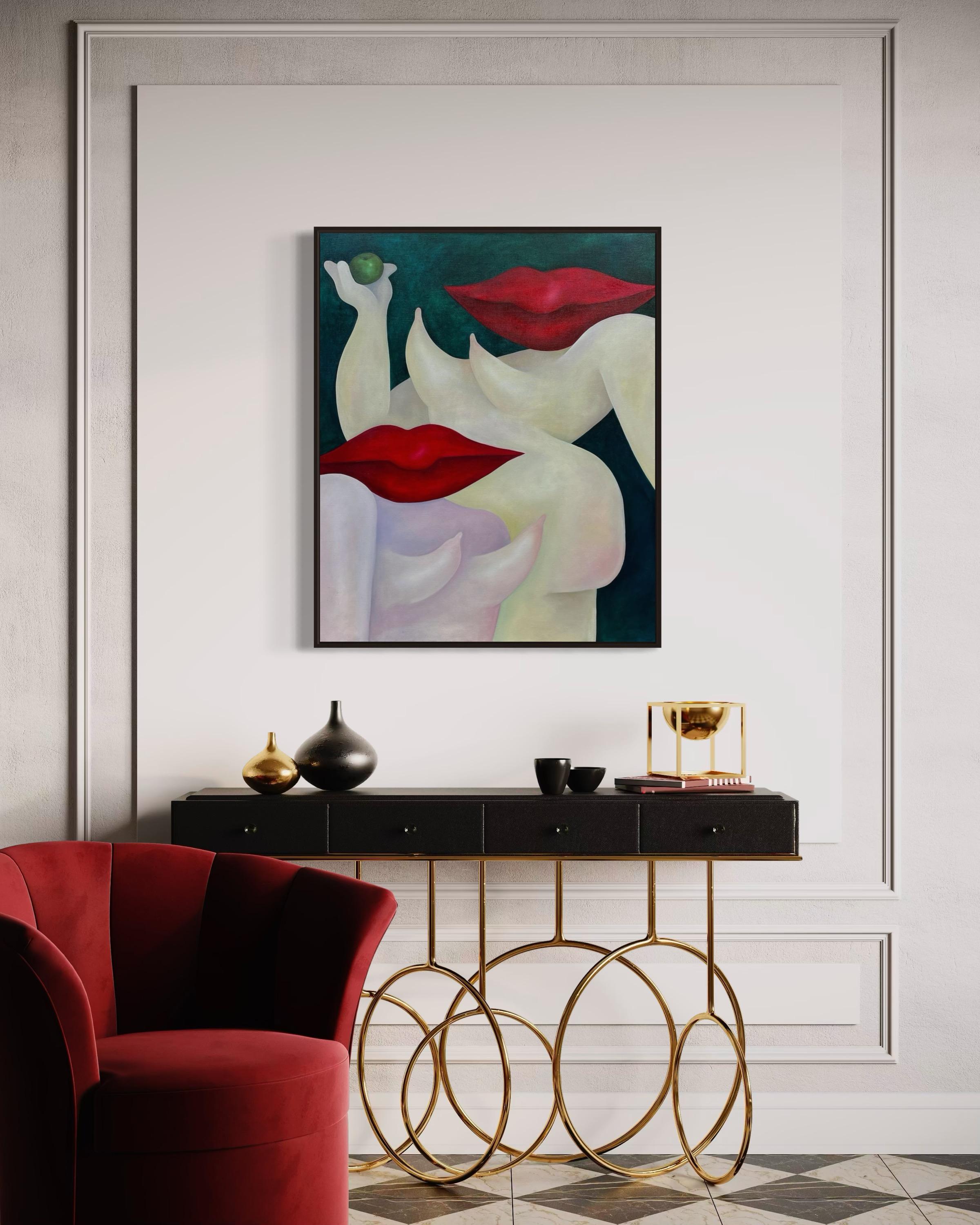 Apple, 100x80cm, huile sur toile en vente 5