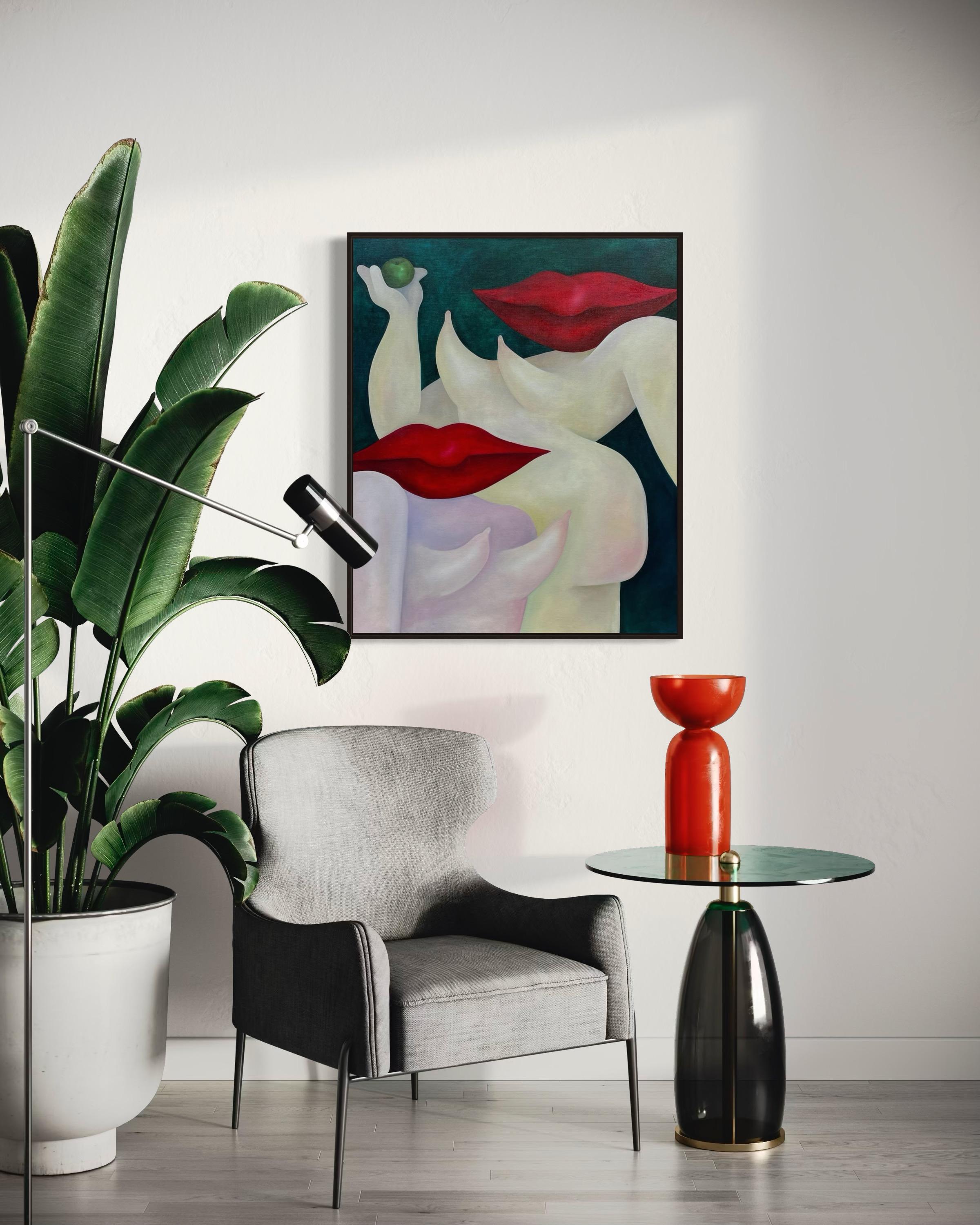 Apple, 100x80cm, huile sur toile en vente 6