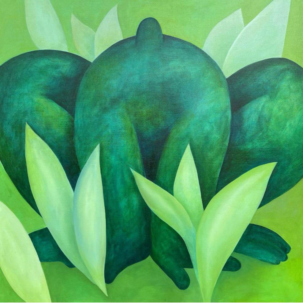 Green, 80x80cm, oil on canvas - Painting by Tasya Vasilkova