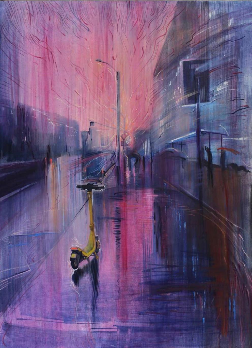 Série "Sorties", 110x80 Acrylique sur toile - Art de Varvara Balashova