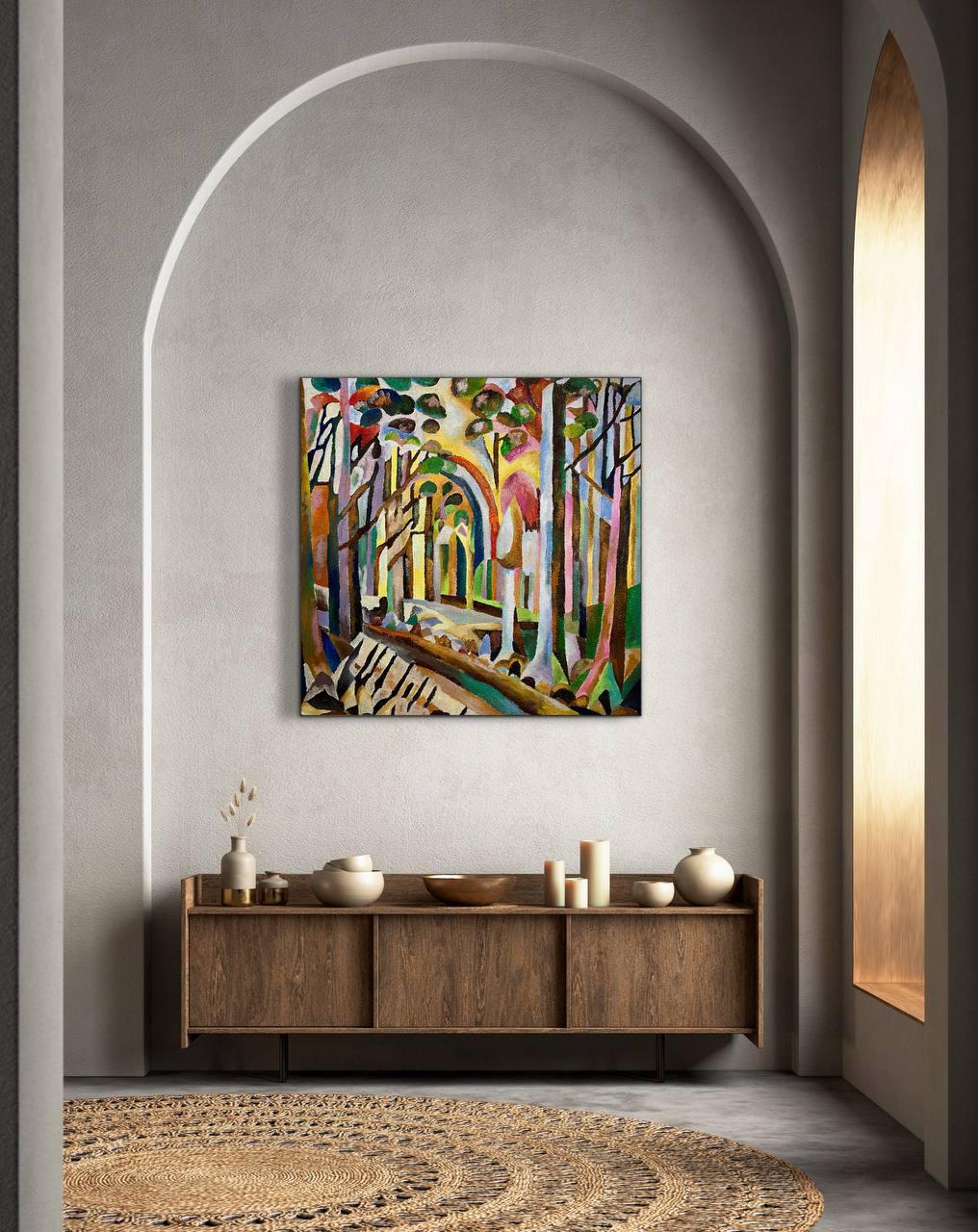 Forêt 100x100cm, Huile, Toile, sable