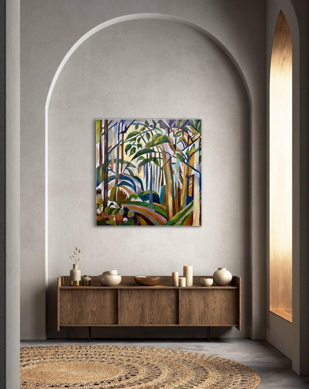 Forêt 100x100cm, Huile, Toile, sable