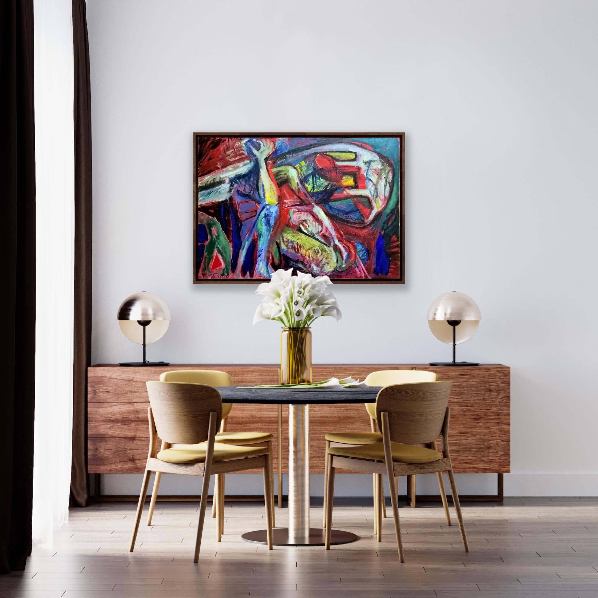 Dialogue, 70 x 100 cm, acrylique, huile, toile en vente 1