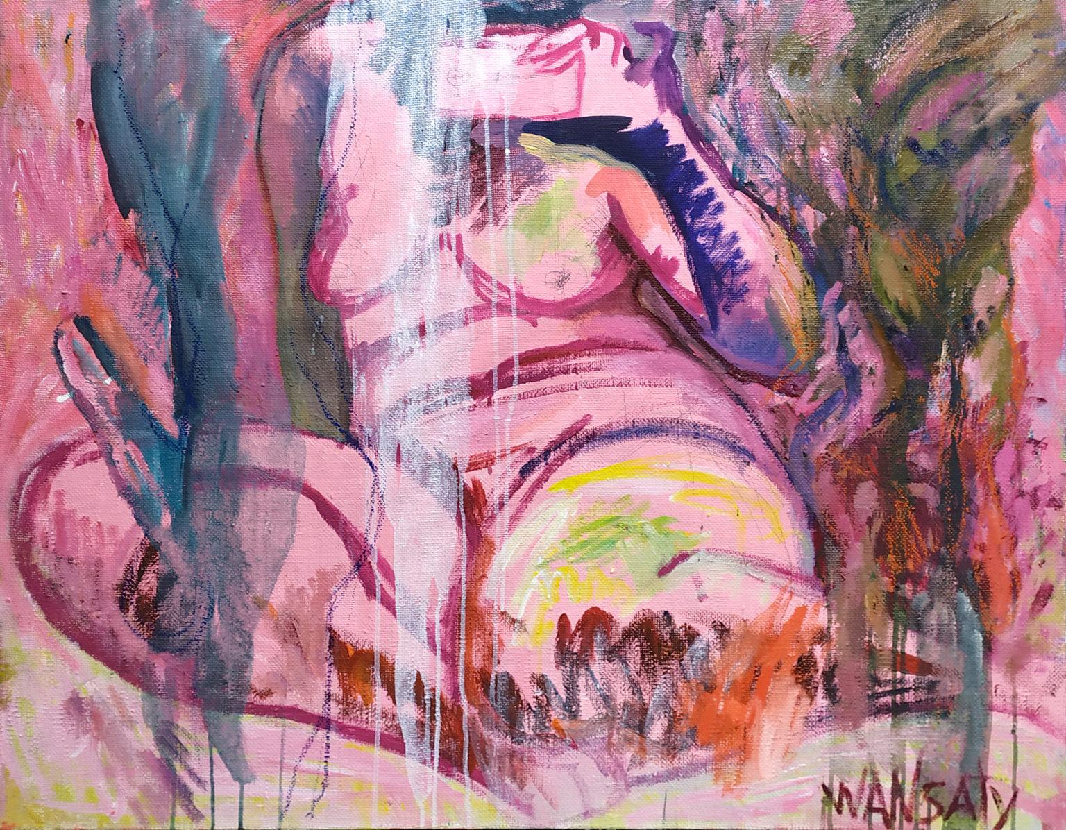 Rosa, 80x100cm, Acryl, Öl, Leinwand