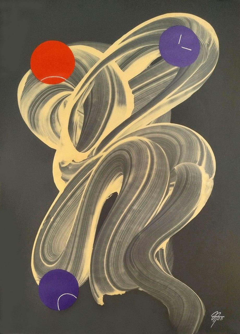 Conflict, 77x53 cm, acrylic on Rubberized paper