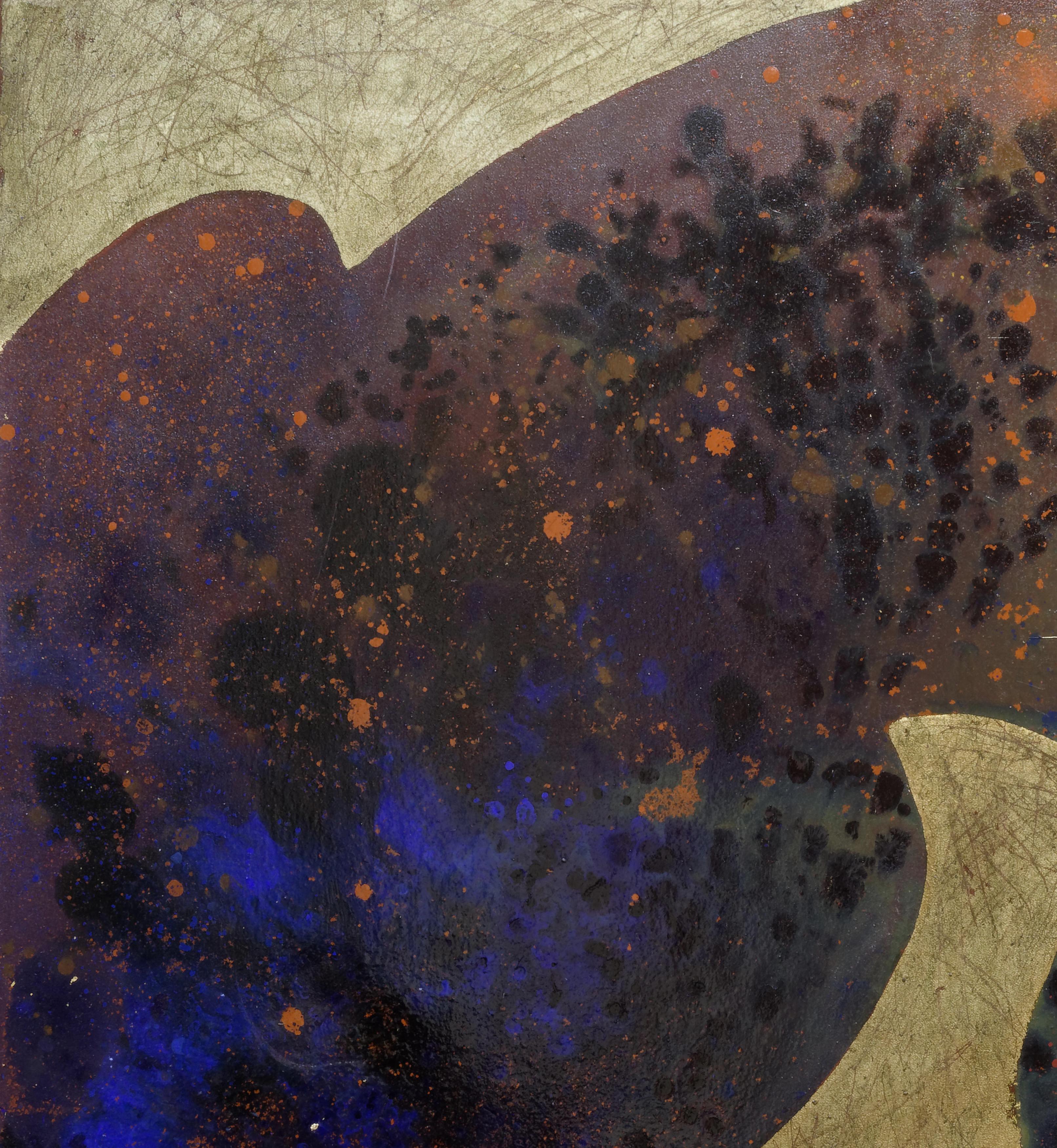 Cat, Acrylic on canvas, gold leaf , 100x120 cm For Sale 2