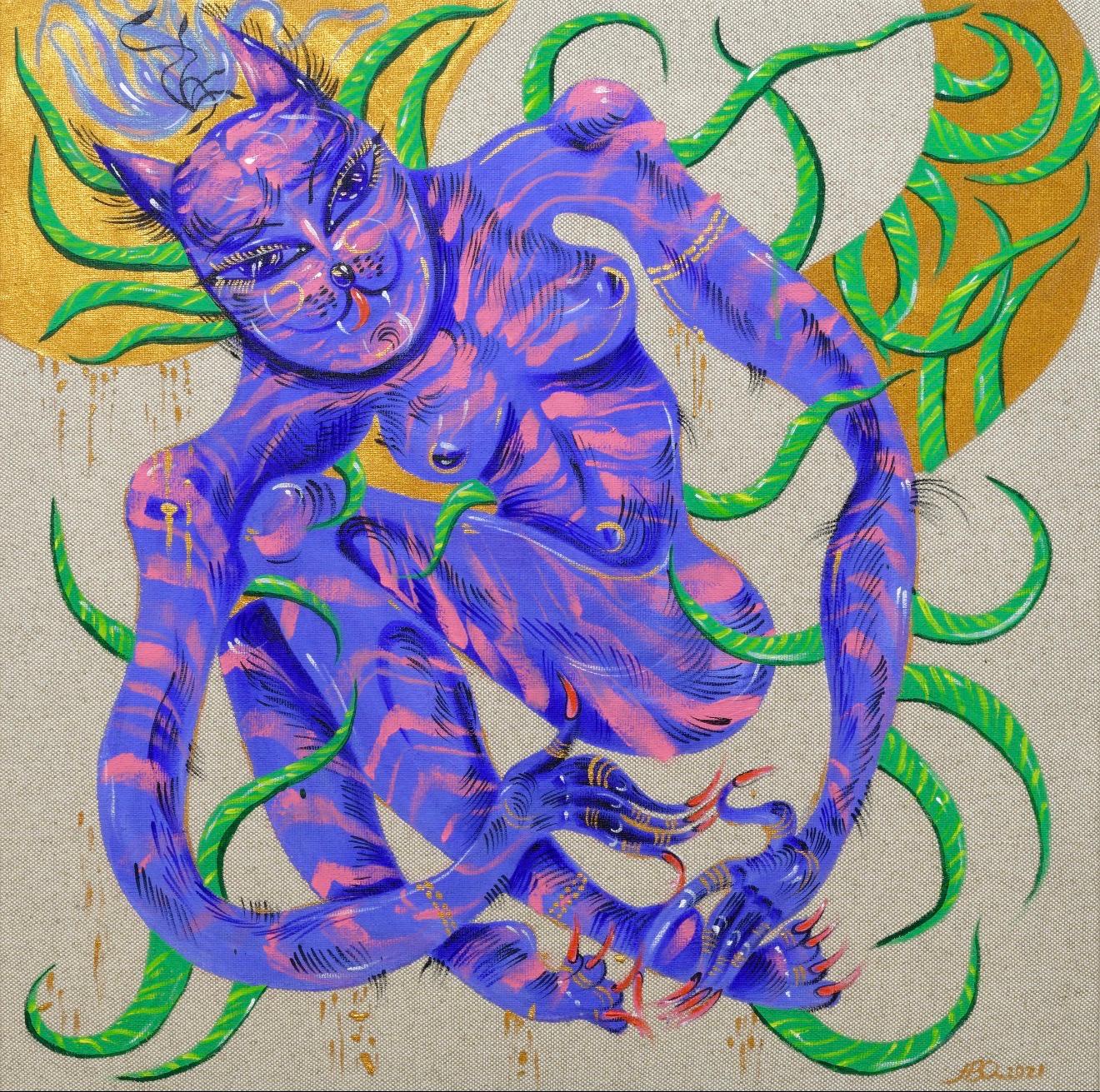 Catwoman, Acrylique sur toile, 80x80 cm