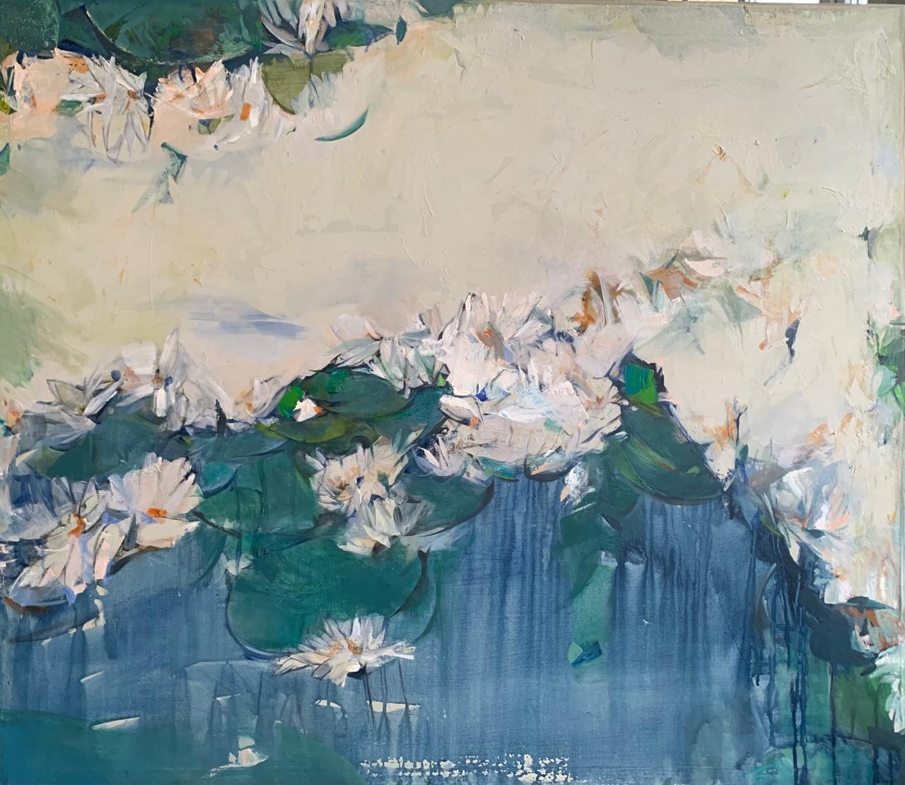 Seerosen, 100x110cm, Öl auf Leinwand