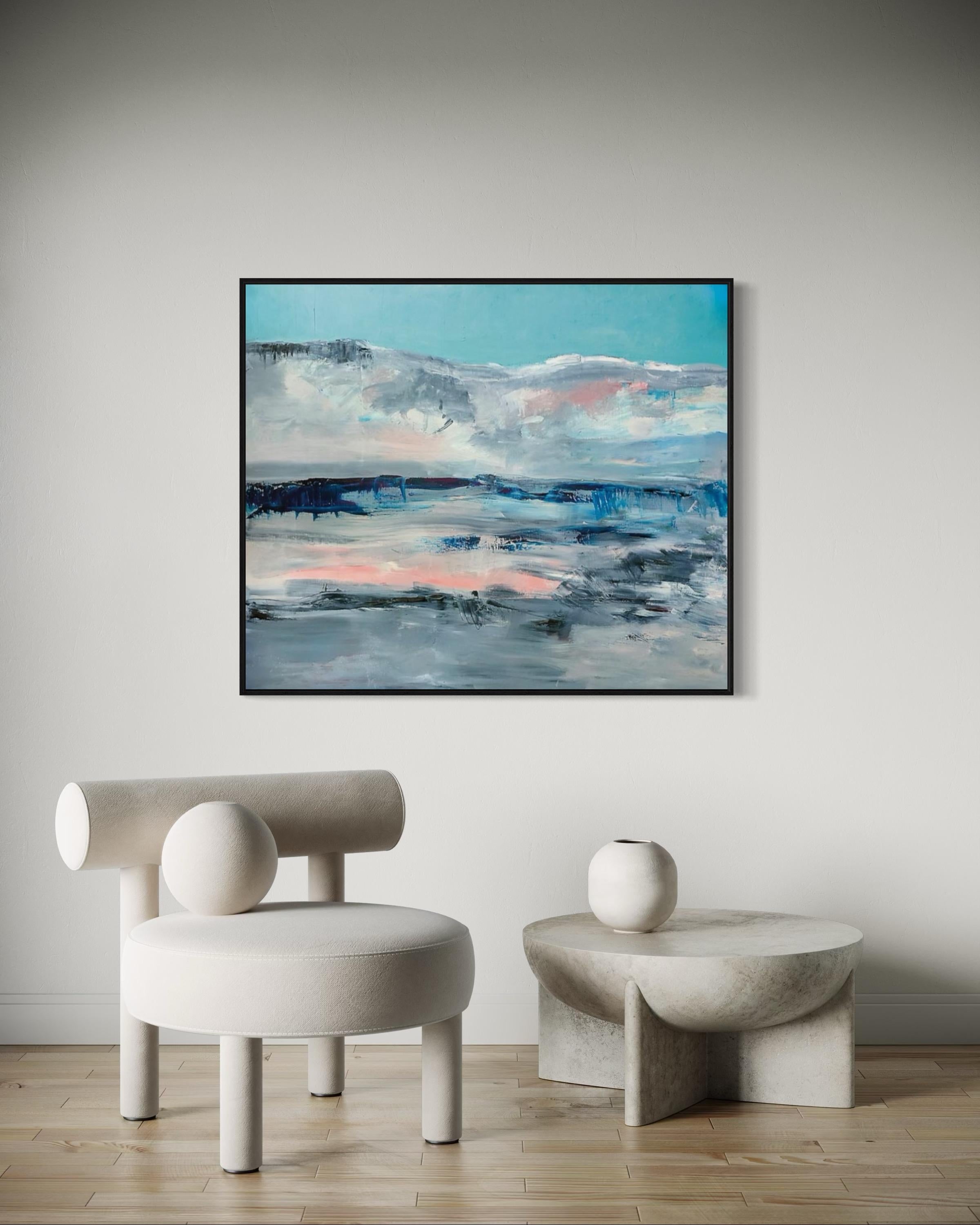 Blaue Berge, 100x120 cm, Öl, Leinwand – Painting von Alexandra Lisina