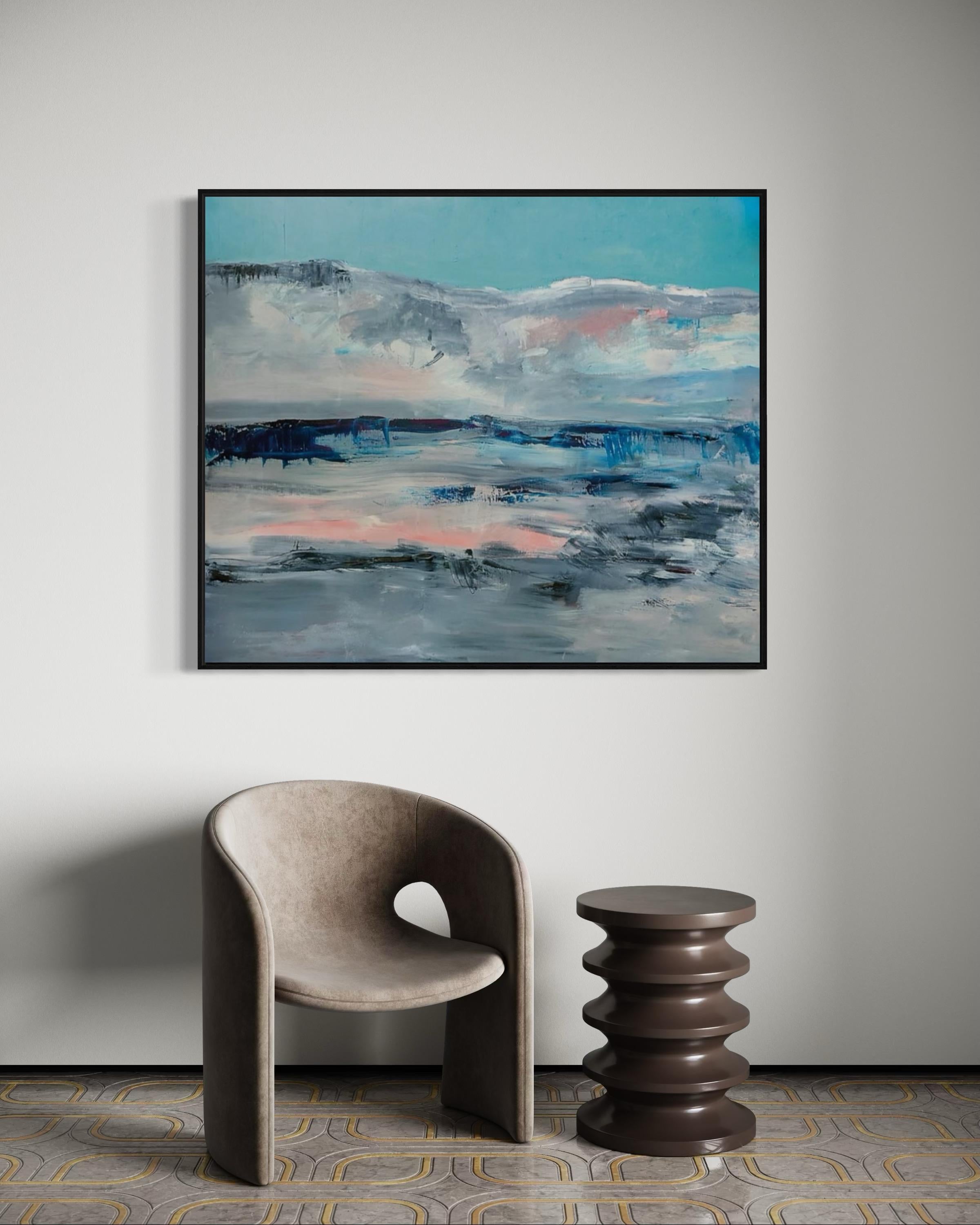 Blaue Berge, 100x120 cm, Öl, Leinwand im Angebot 1