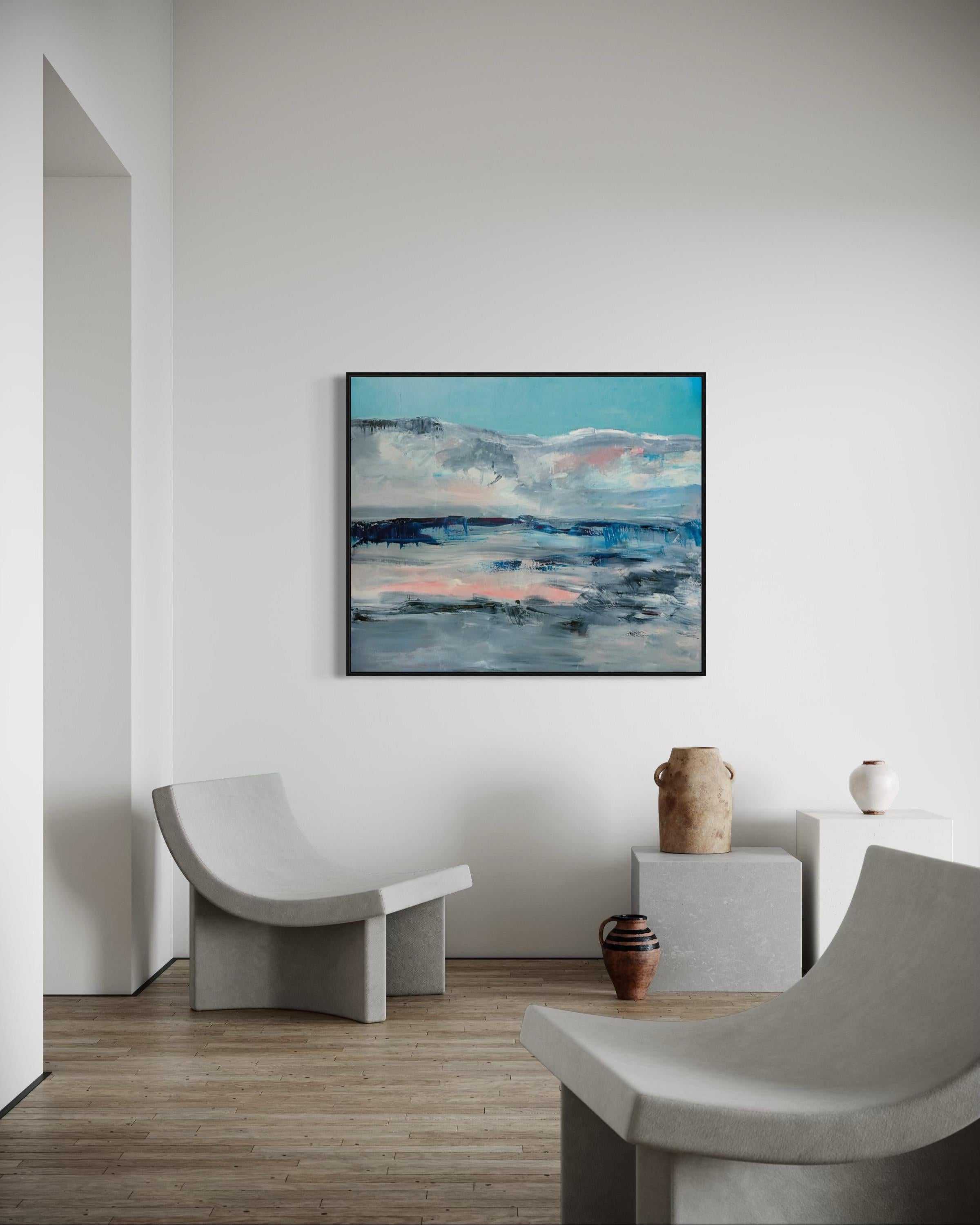 Blaue Berge, 100x120 cm, Öl, Leinwand im Angebot 2