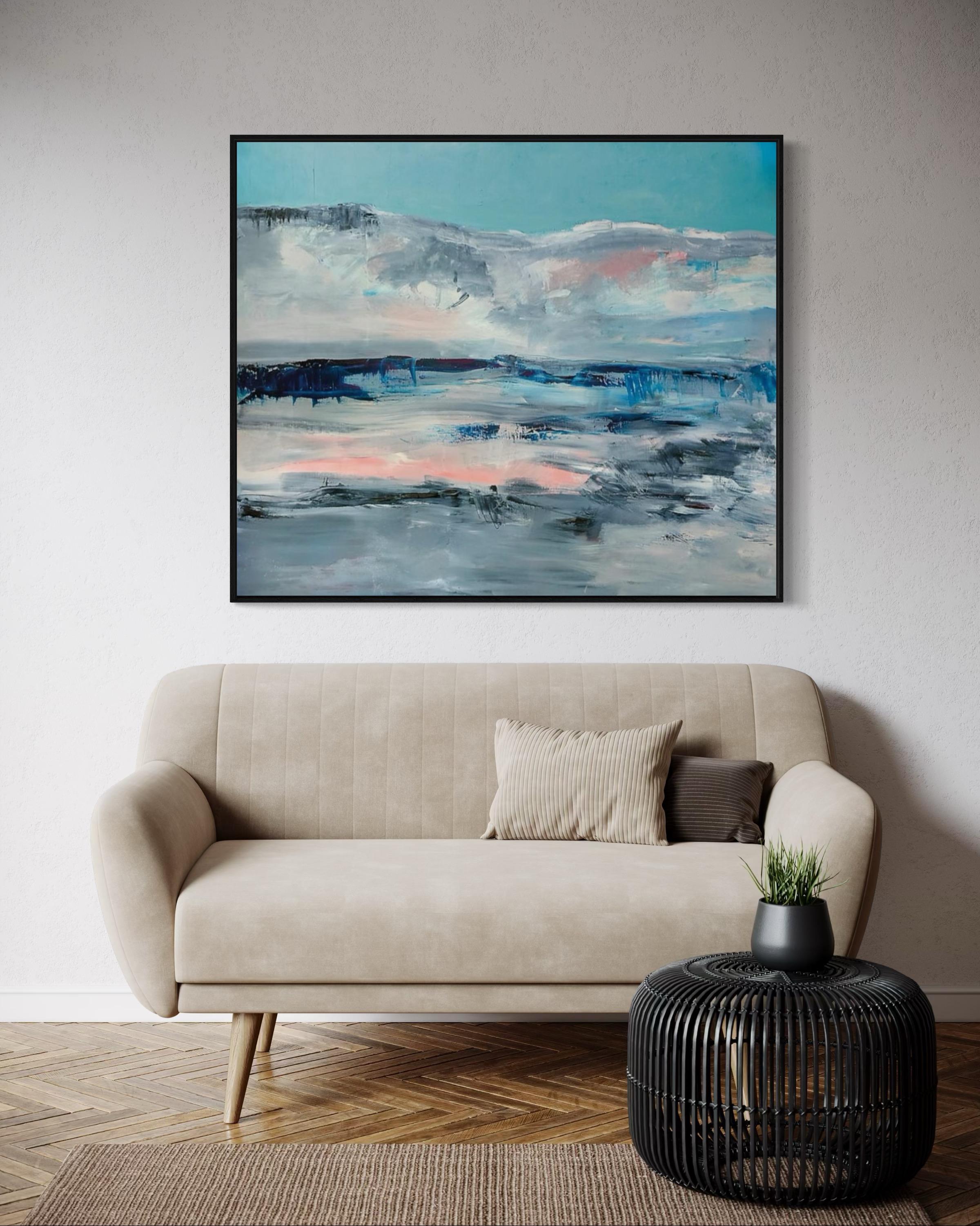 Blaue Berge, 100x120 cm, Öl, Leinwand im Angebot 3