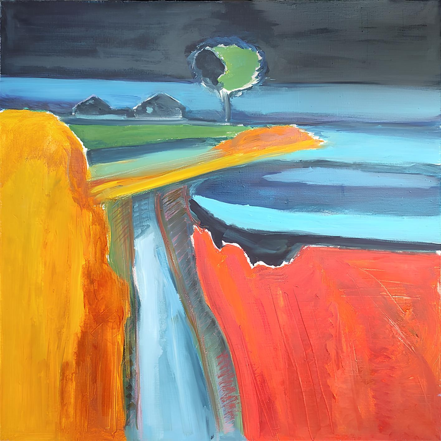 quiet evening, 100x100 cm, oil, canvas