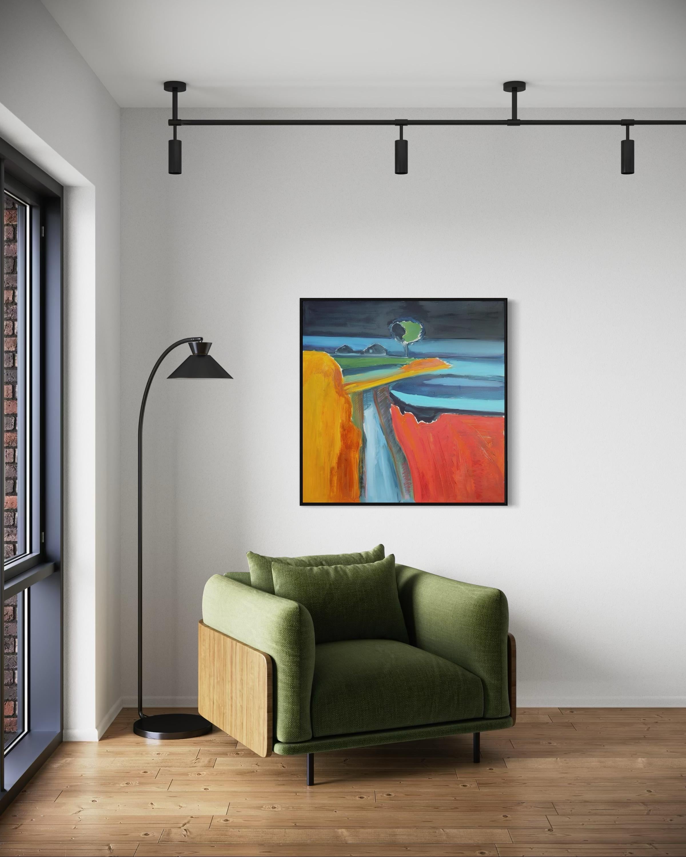 soirée tranquille, 100x100 cm, huile, toile en vente 1