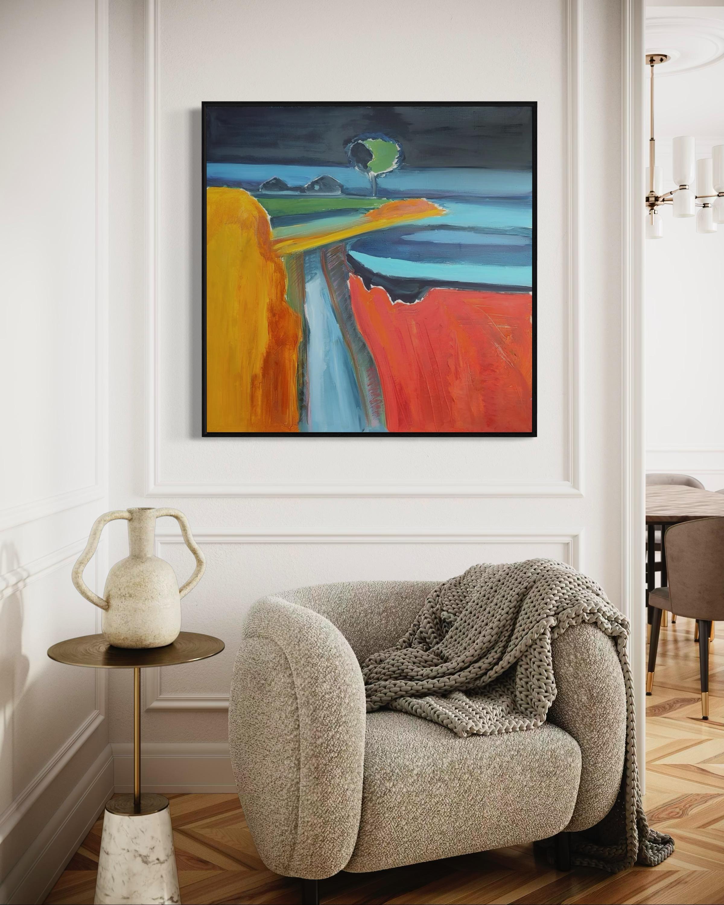 soirée tranquille, 100x100 cm, huile, toile en vente 2