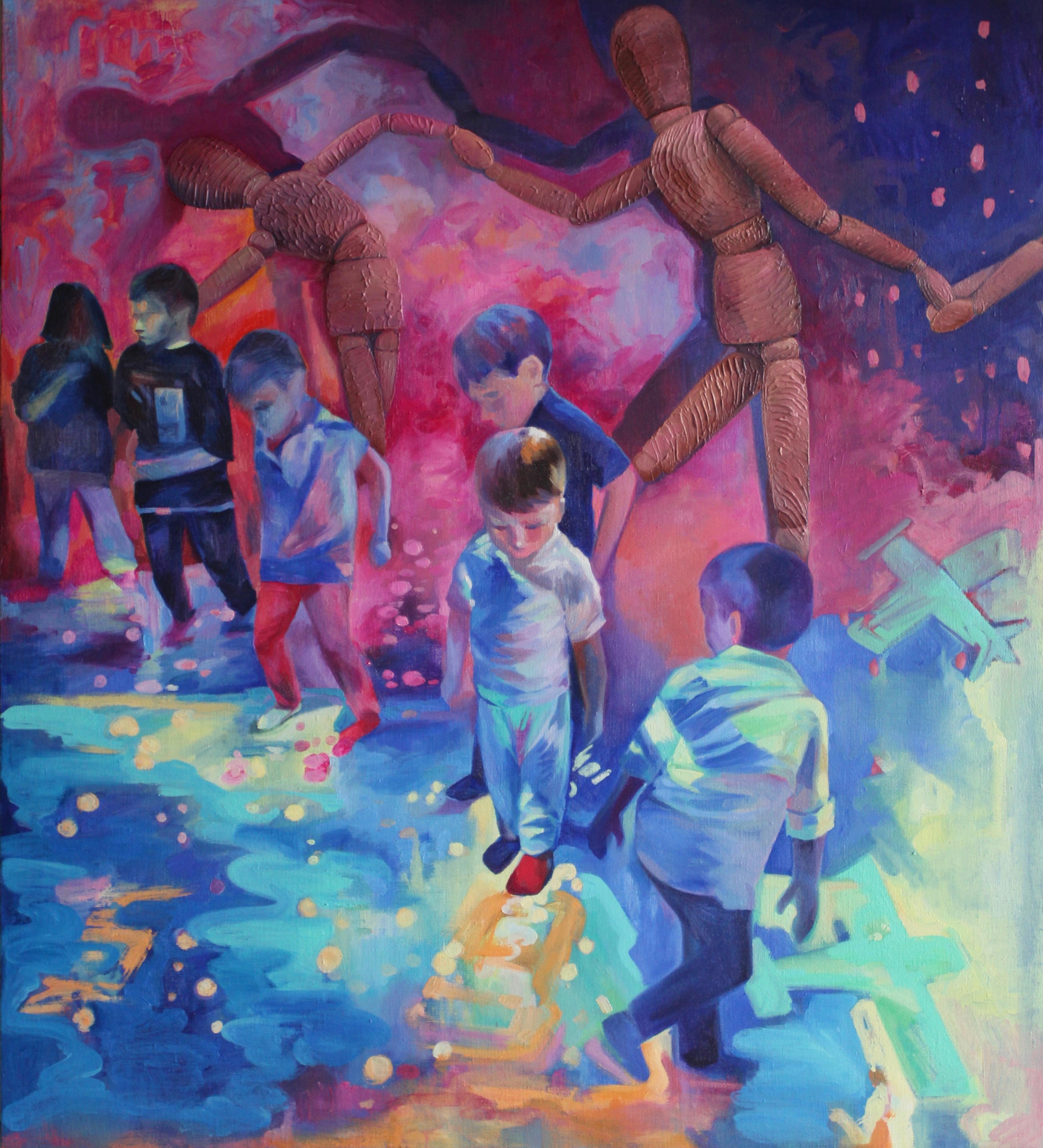 À une fête, 110 x 100 cm, huile sur toile