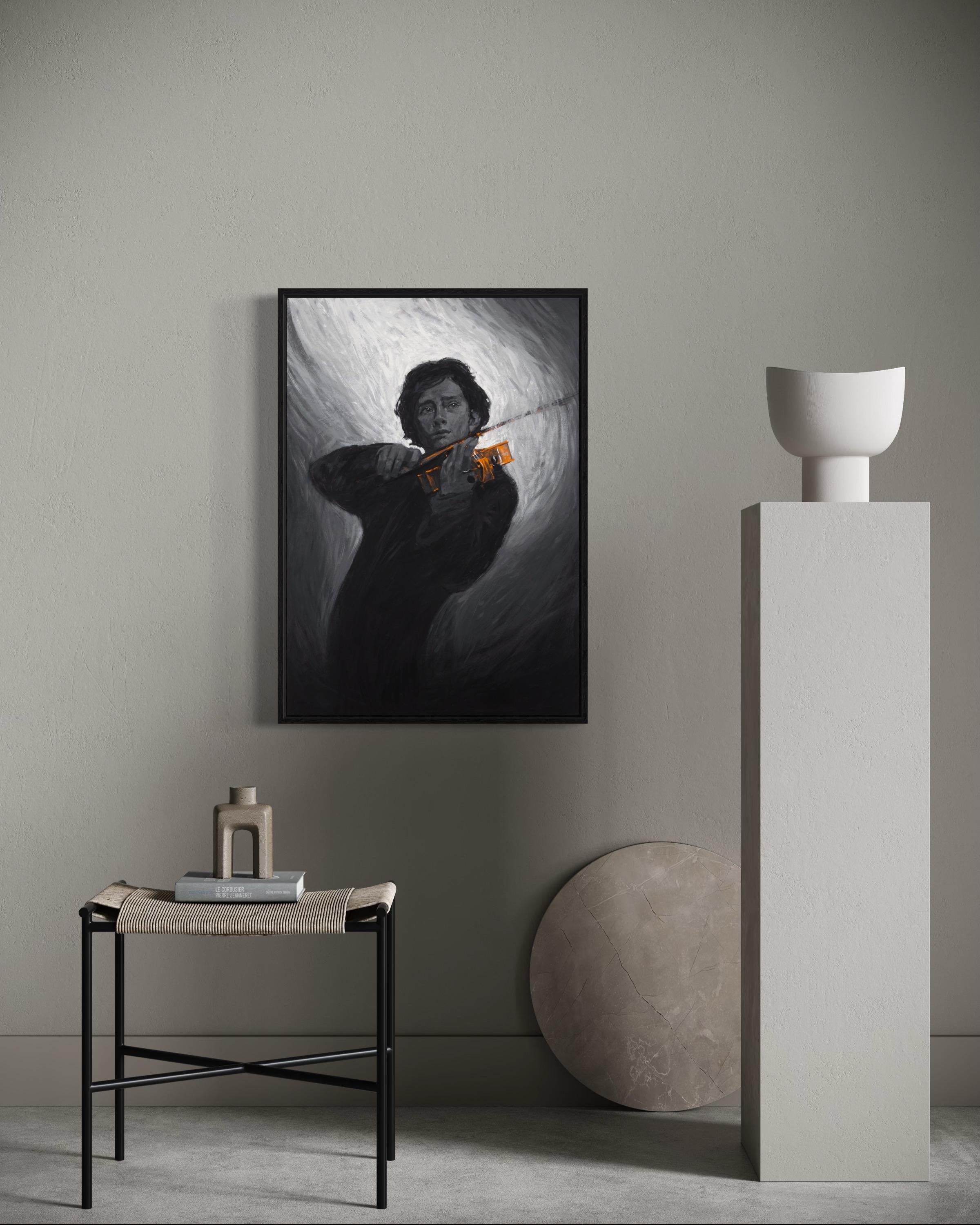 VIOLINIST, 100x70 cm, tempera/ papier en vente 1