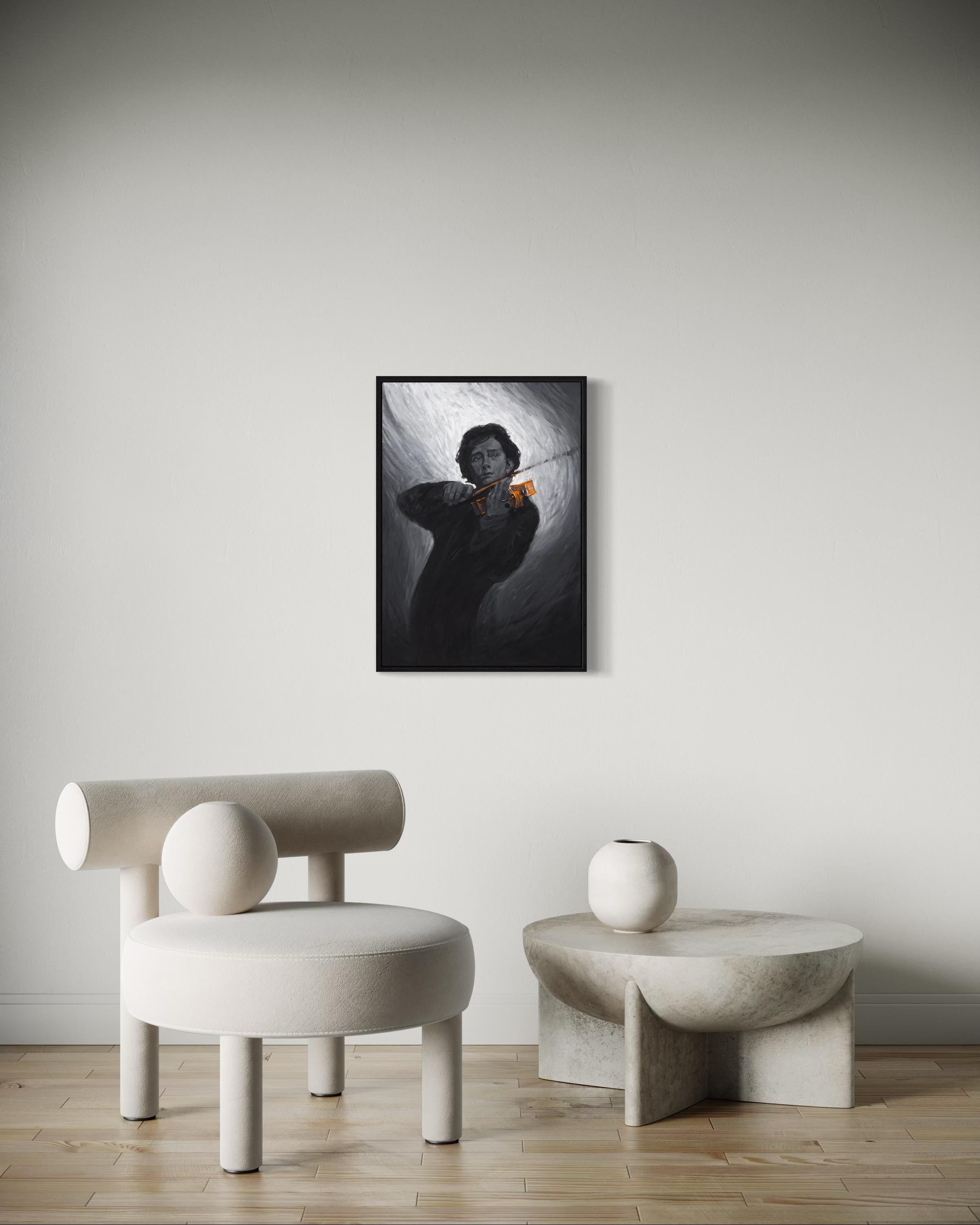 VIOLINIST, 100x70 cm, tempera/ papier en vente 2