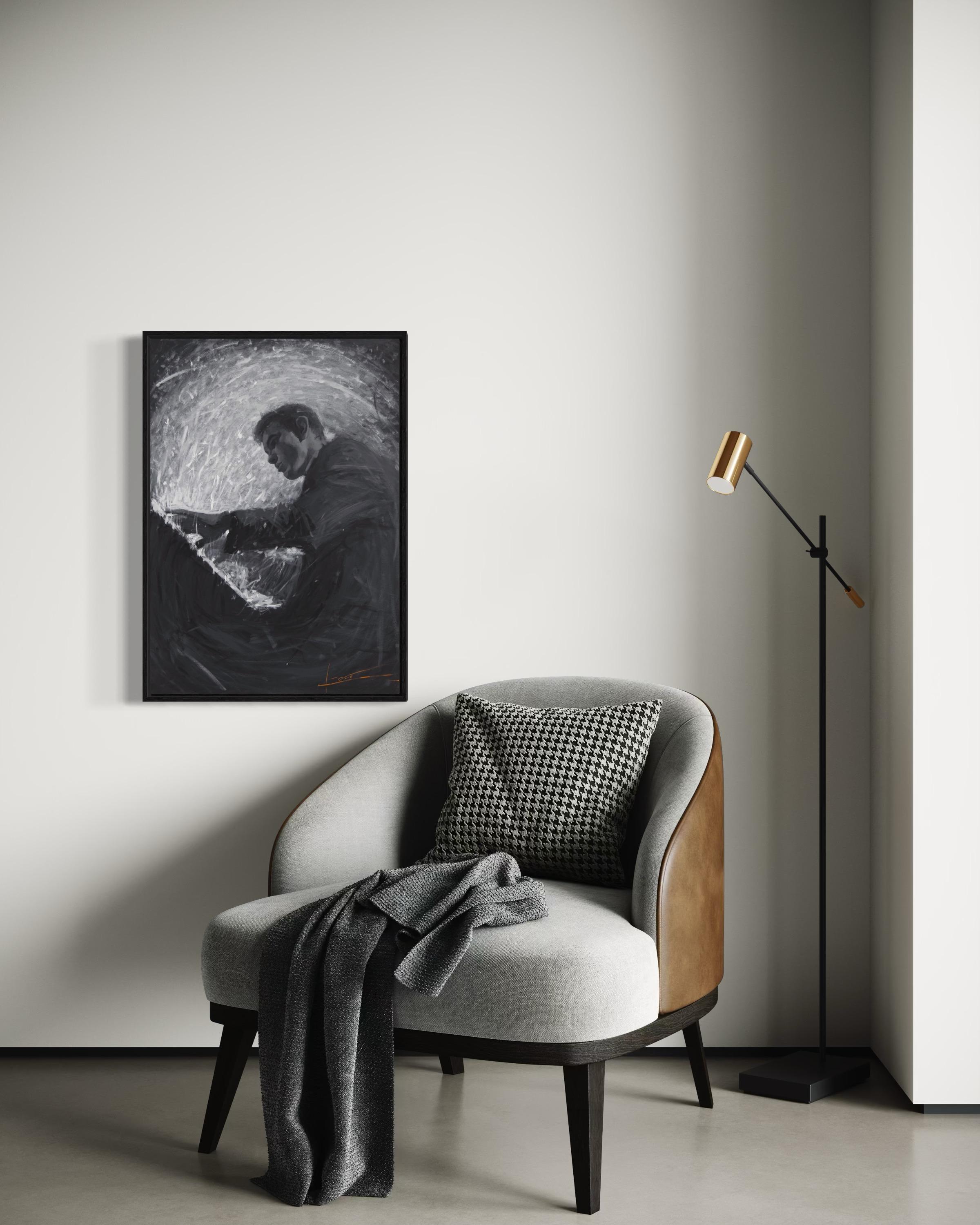 PIANISTE, 100x70 cm, tempera/ papier en vente 3