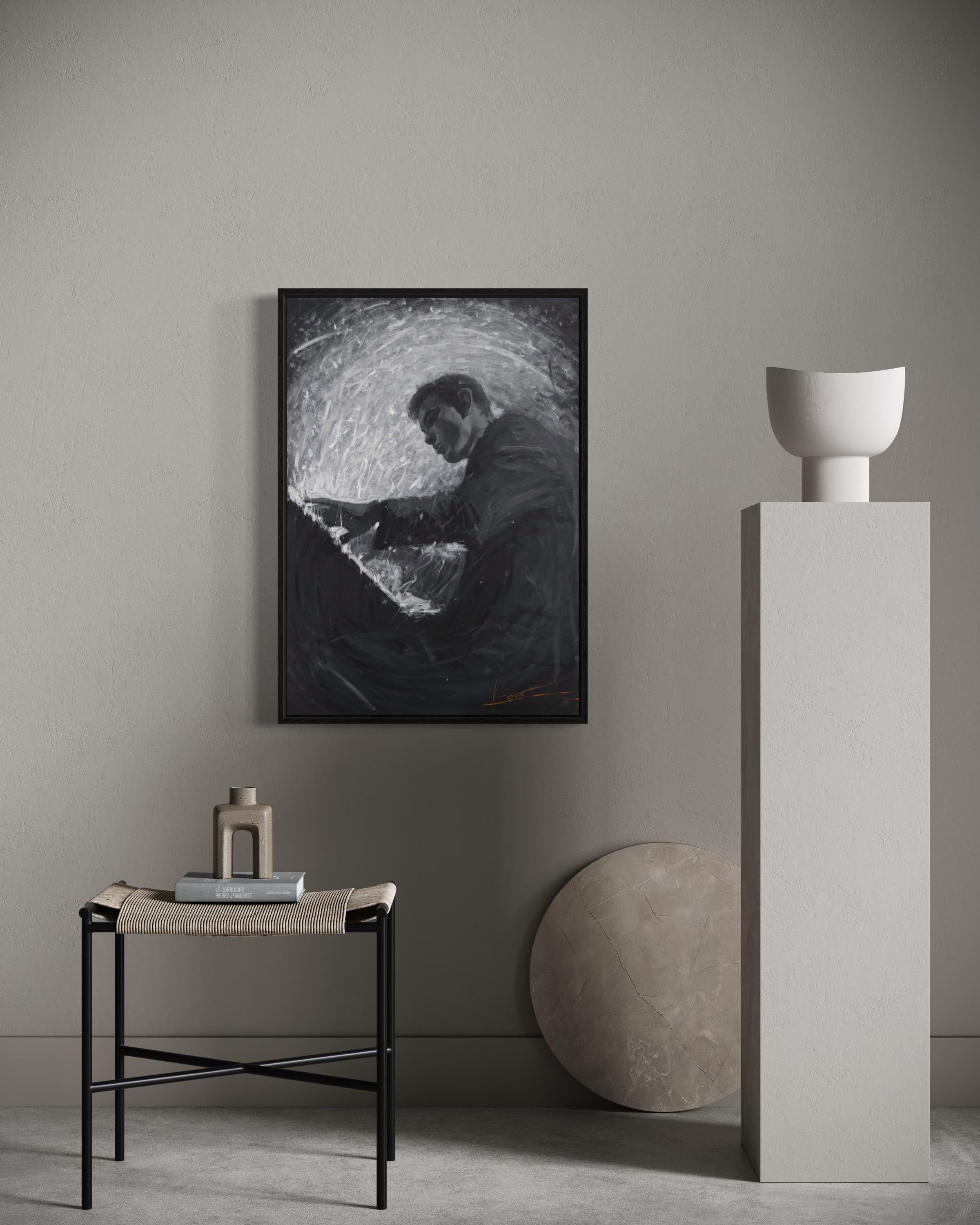 PIANISTE, 100x70 cm, tempera/ papier en vente 4