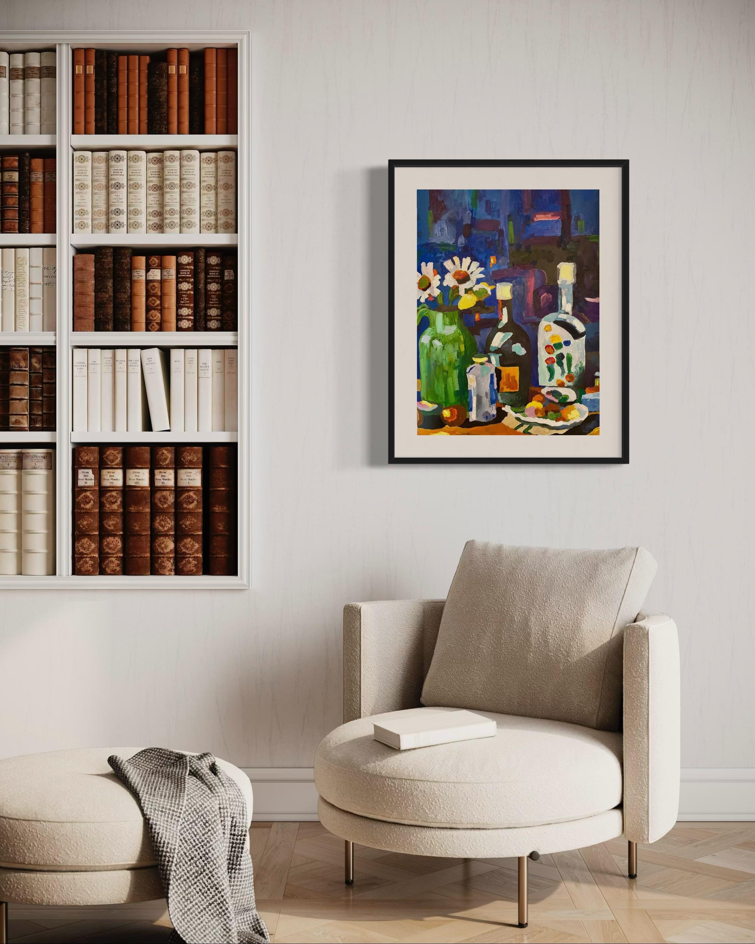 « Evening », papier/huile, 70x50 cm. en vente 1