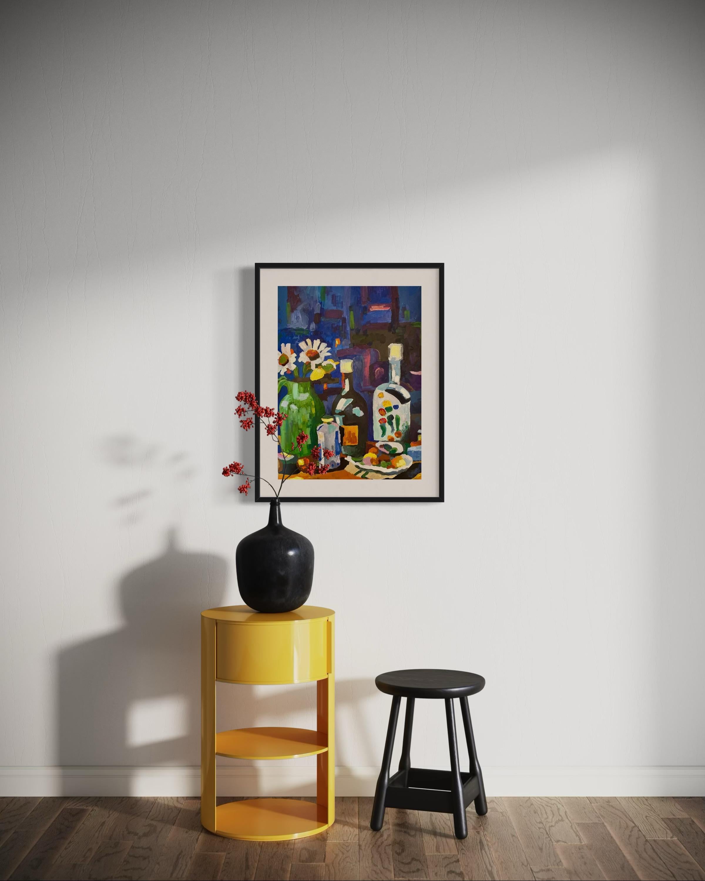 « Evening », papier/huile, 70x50 cm. en vente 4