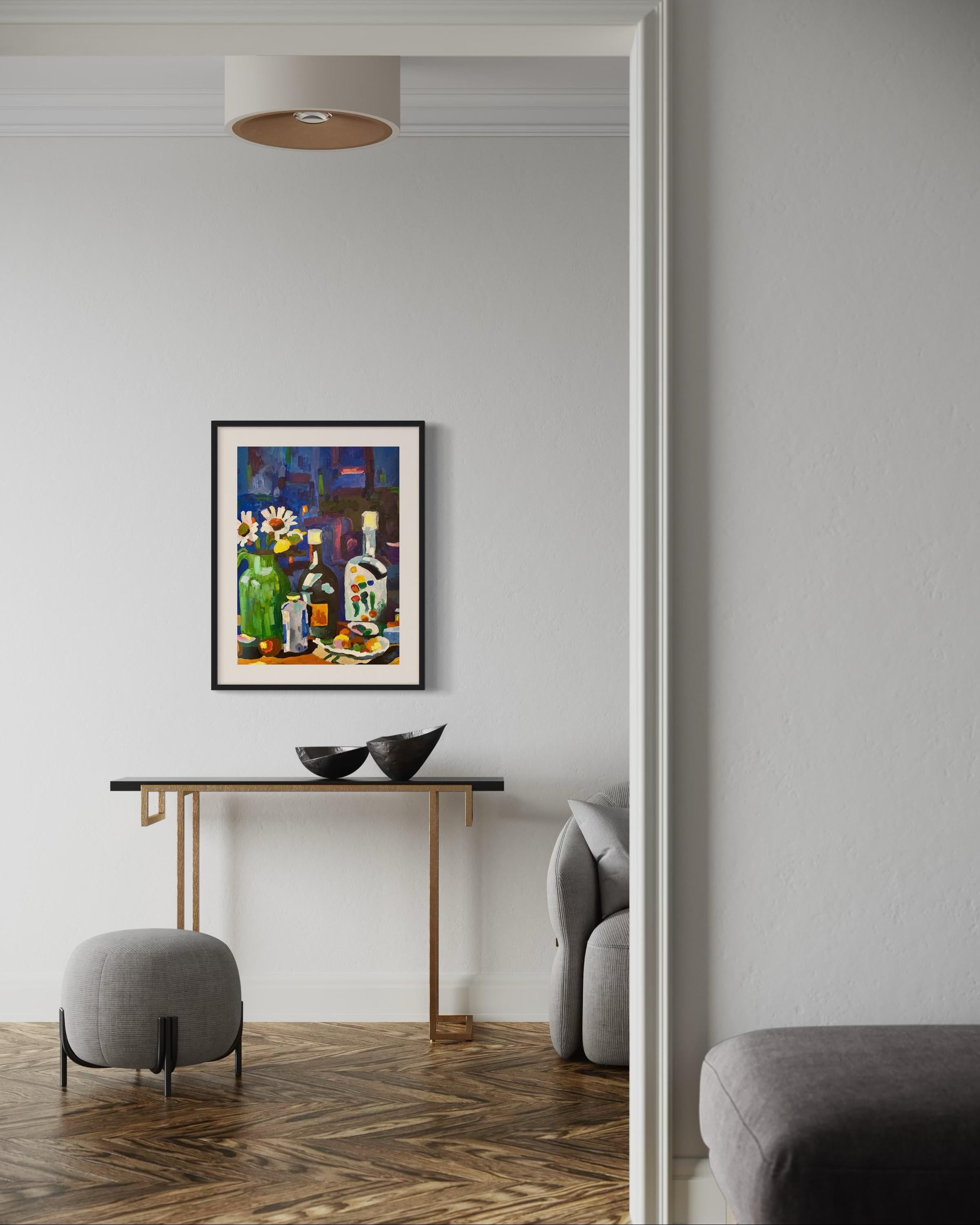 « Evening », papier/huile, 70x50 cm. en vente 5