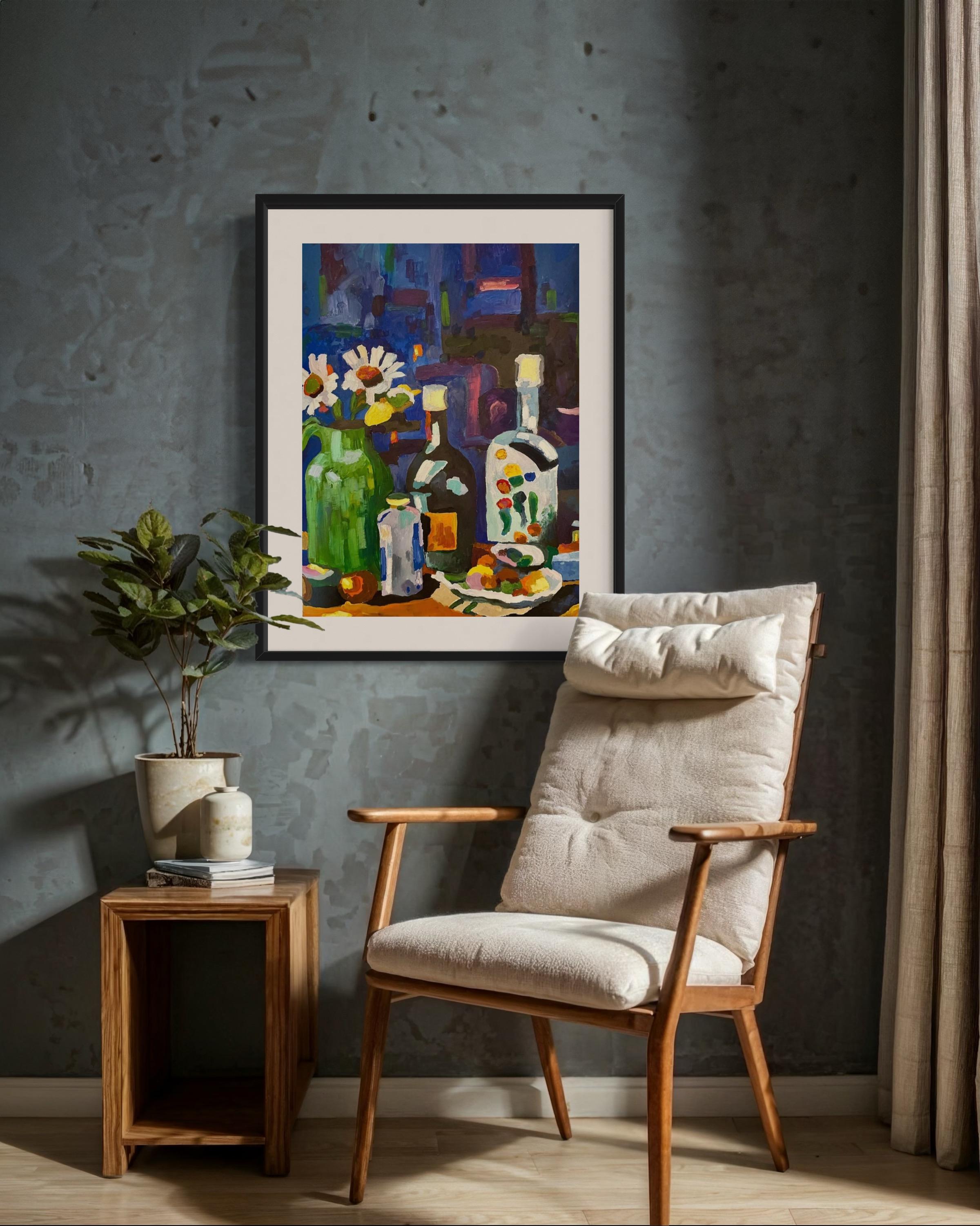 « Evening », papier/huile, 70x50 cm. en vente 6