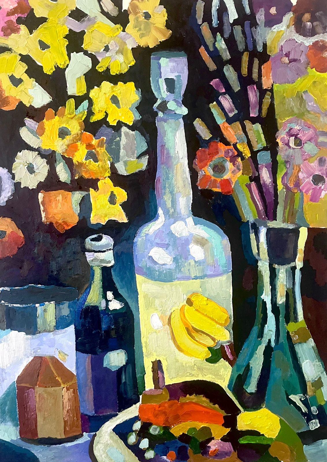 "Bottle for love", paper/oil, 70x50 cm.