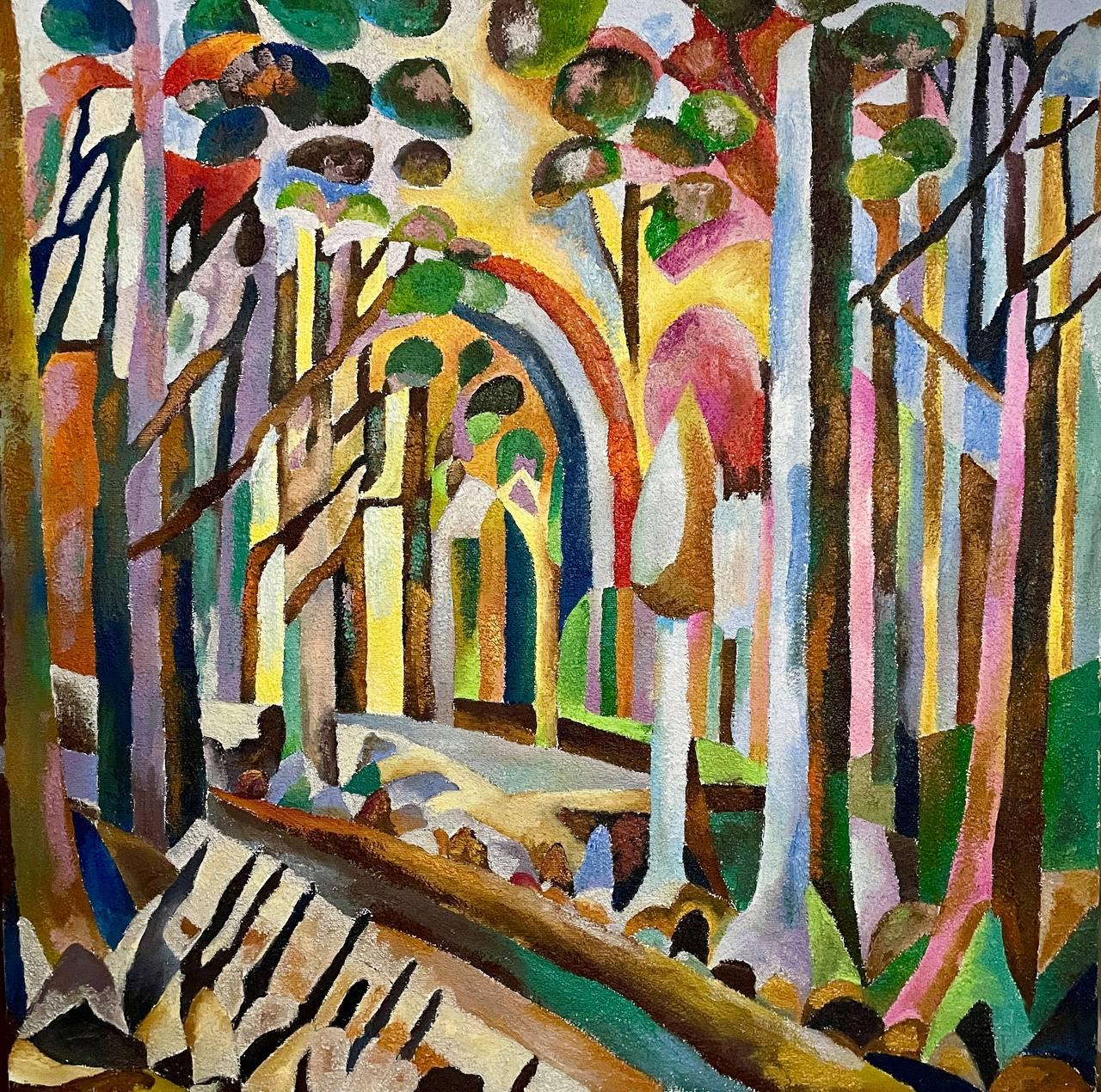 Forest, 100x100cm, Oil, Canvas, sand