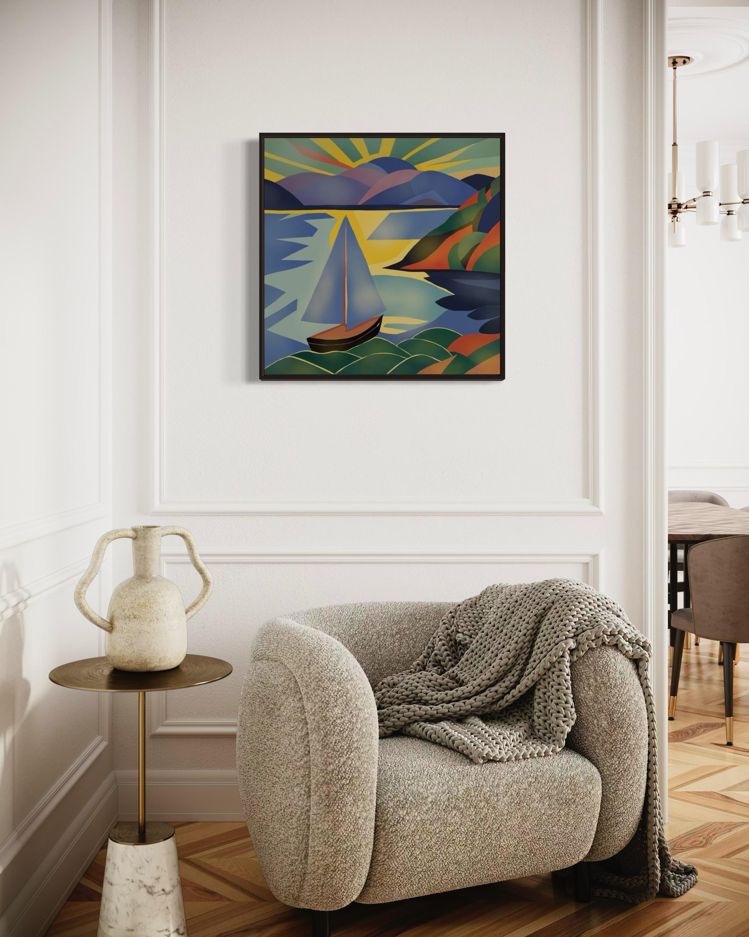 Seascape , 70x70cm, print on canvas, Edition 20 pcs. - Pop Art Art by Nina Tsoriti
