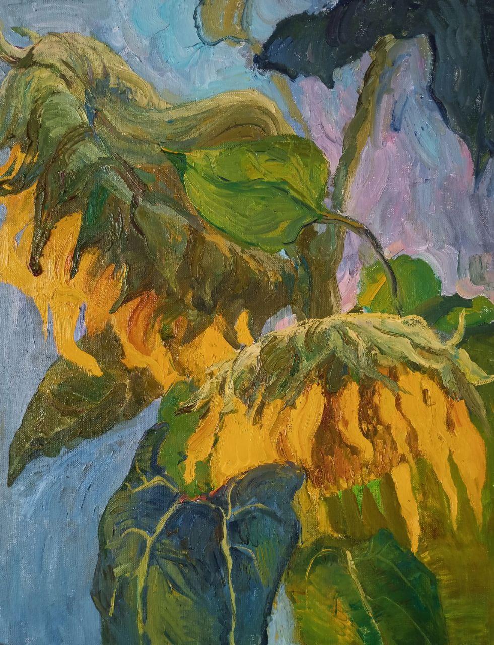 Ksenia Saldaeva Figurative Painting - Sunflowers , 40x50 cm, oil on canvas