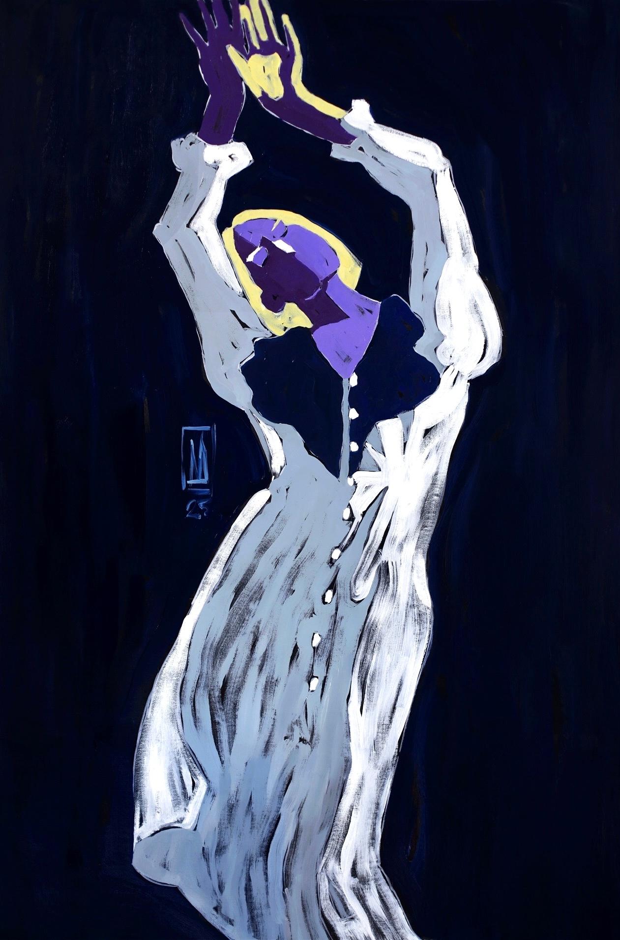 Night swim , 120x80cm, oil on canvas - Art by Anastasiia Danilenko